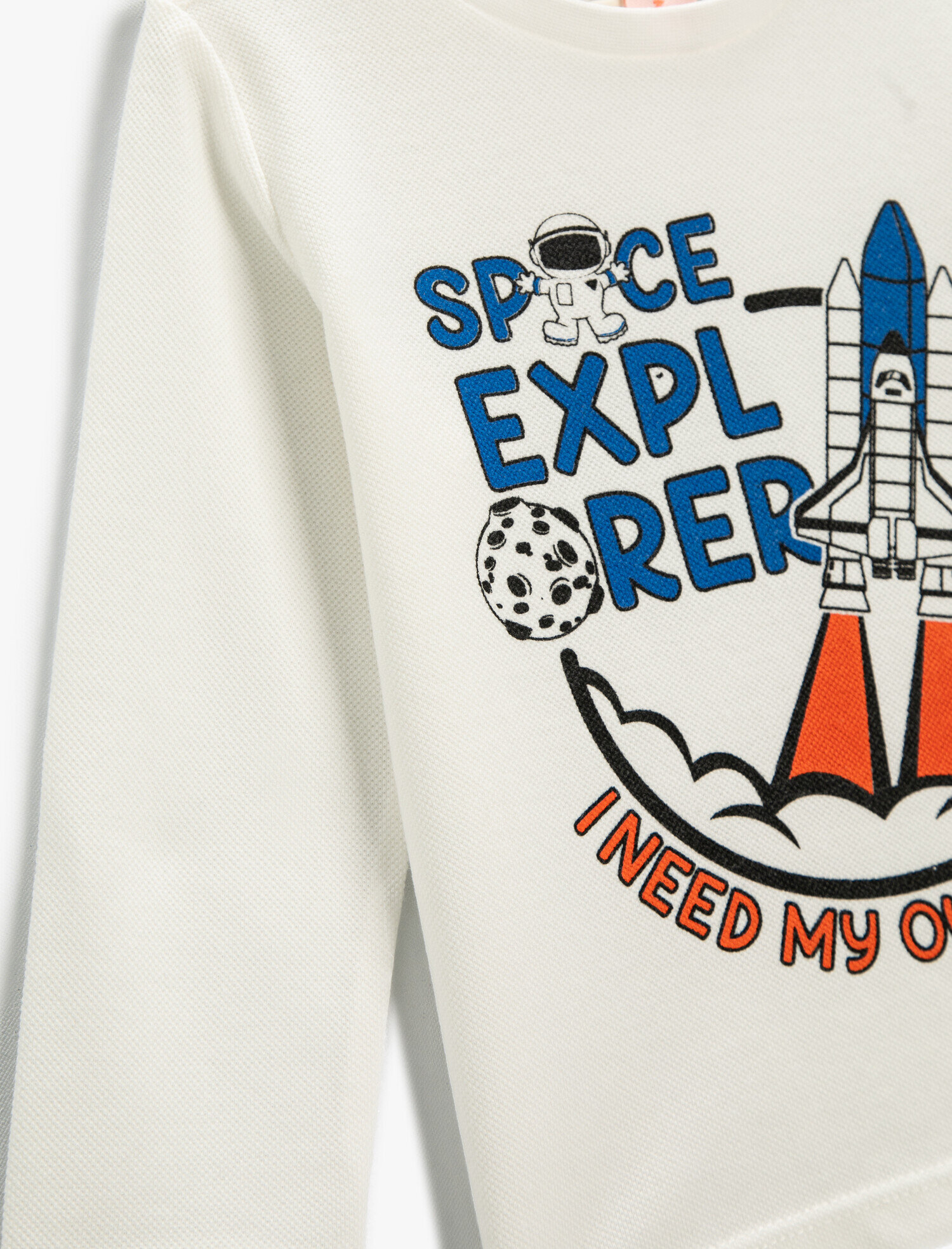  Erkek Bebek Bisiklet Yaka Baskılı Tişört Uzun Kollu