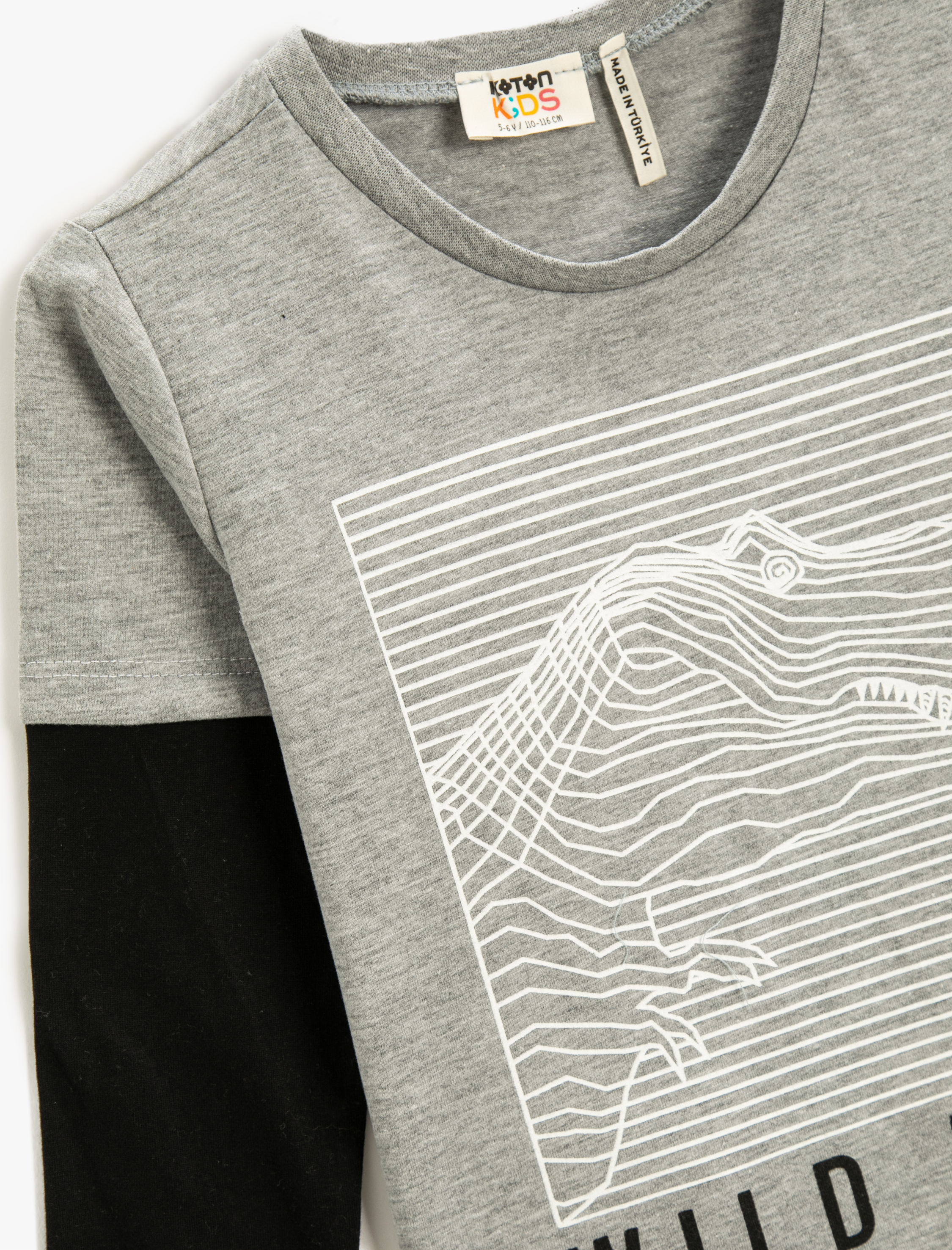  Erkek Çocuk Uzun Kollu Tişört Baskılı Bisiklet Yaka