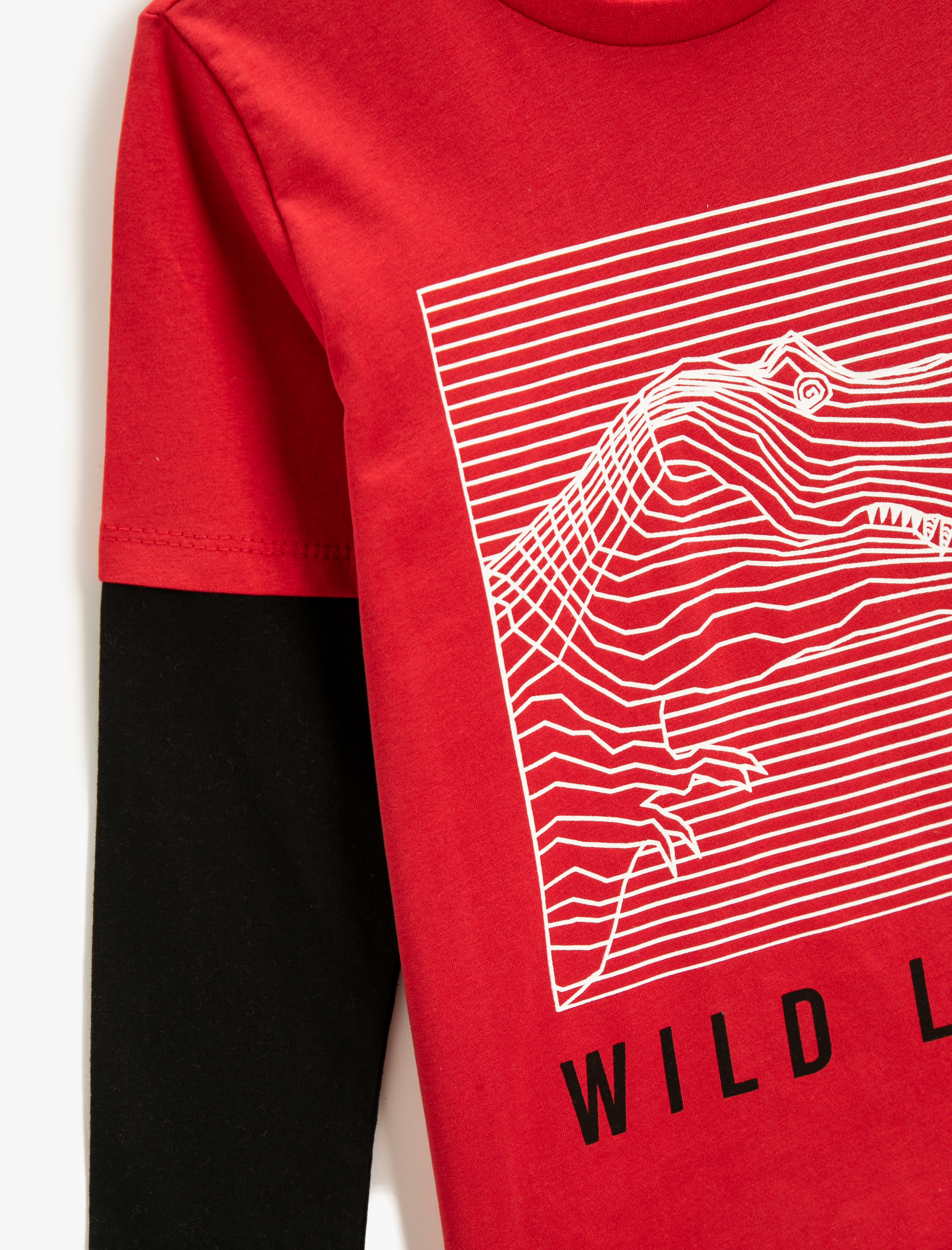  Erkek Çocuk Uzun Kollu Tişört Baskılı Bisiklet Yaka