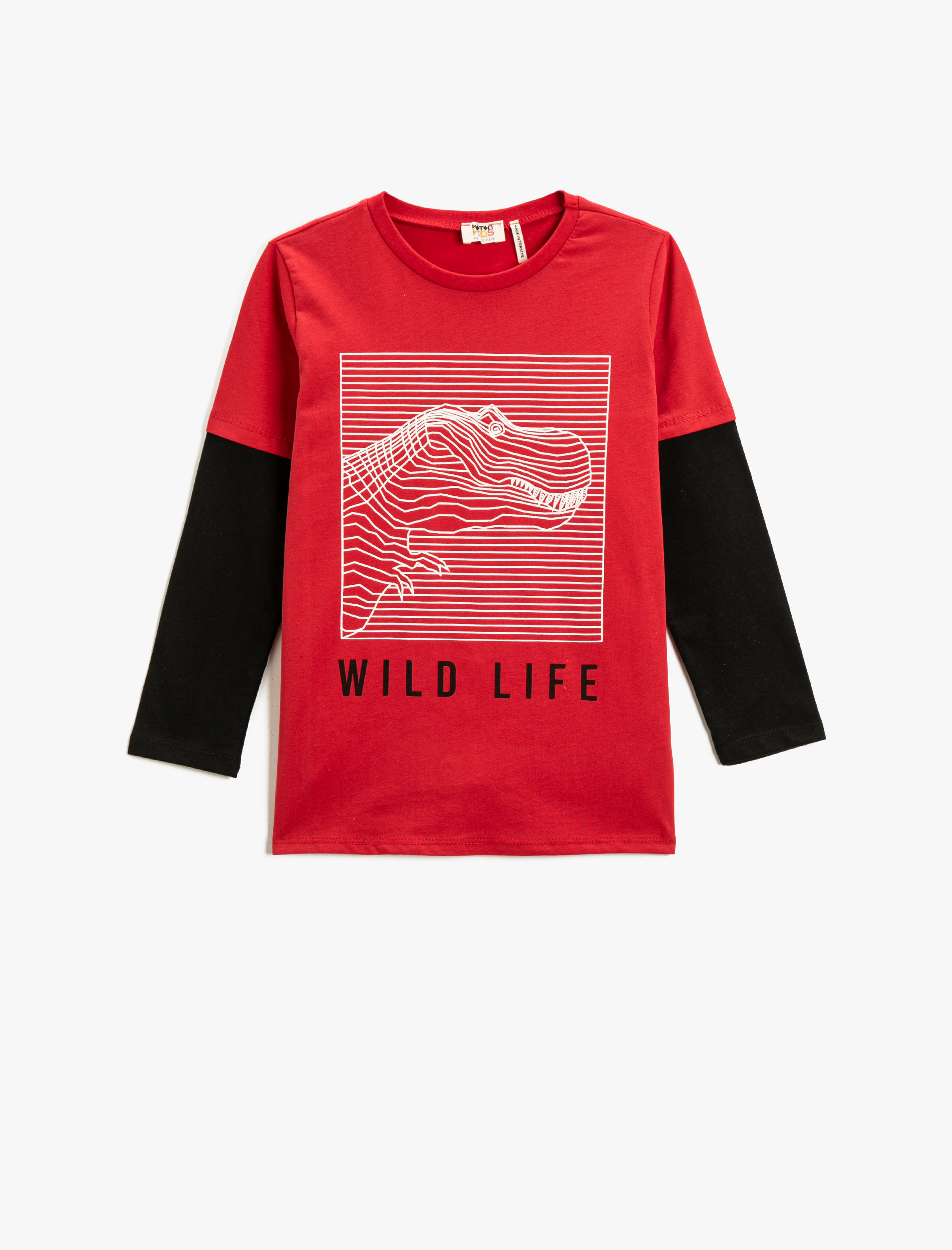  Erkek Çocuk Uzun Kollu Tişört Baskılı Bisiklet Yaka