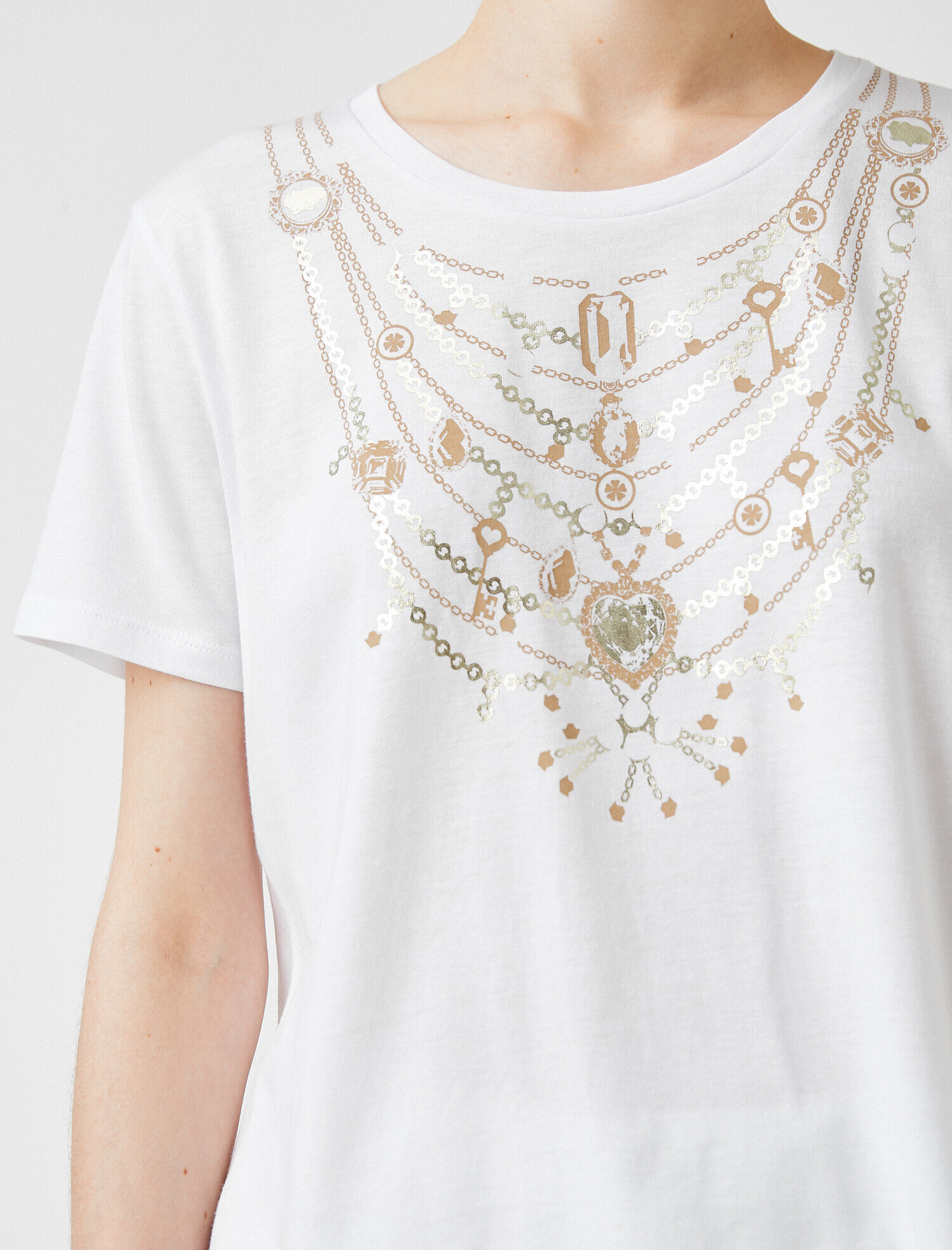   Mücevher Baskılı Tişört Modal Karışımlı