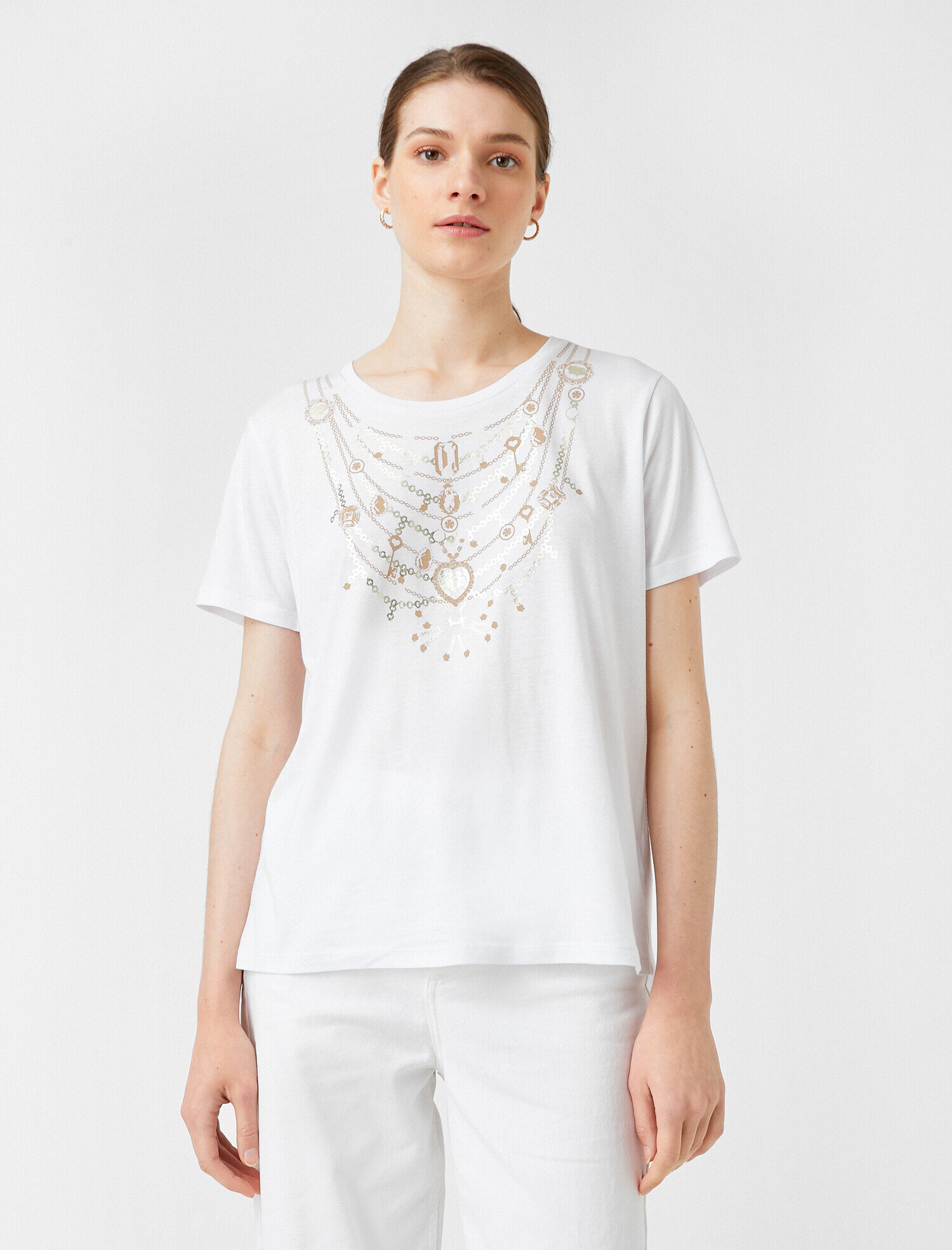   Mücevher Baskılı Tişört Modal Karışımlı