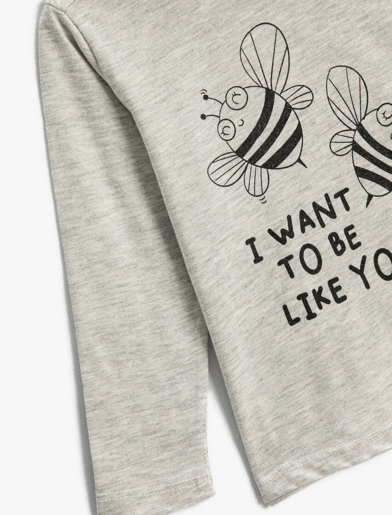  Kız Bebek Arı Baskılı Tişört Uzun Kollu Bisiklet Yaka