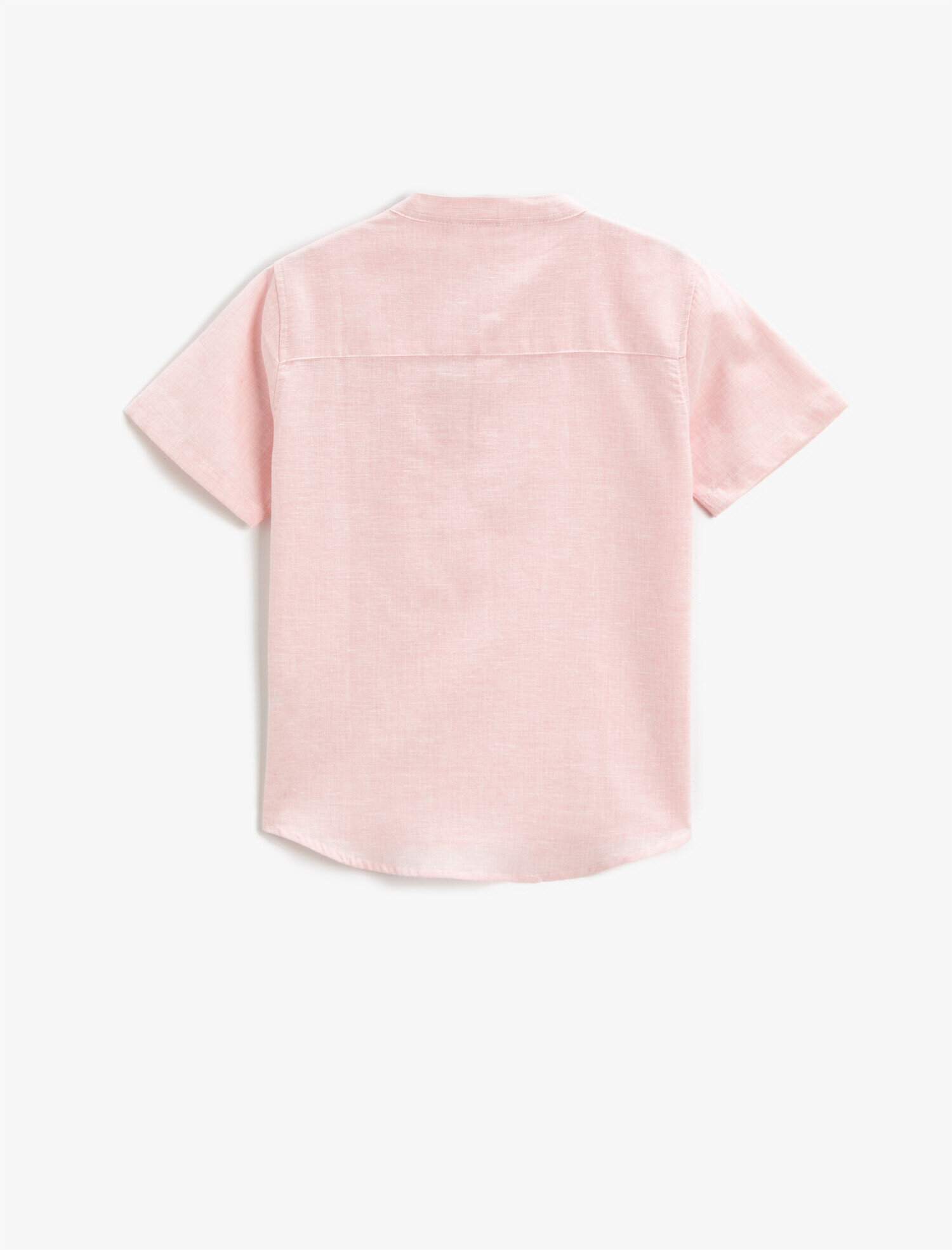  Erkek Çocuk Dik Yaka Gömlek Kısa Kollu Düğmeli Cepli