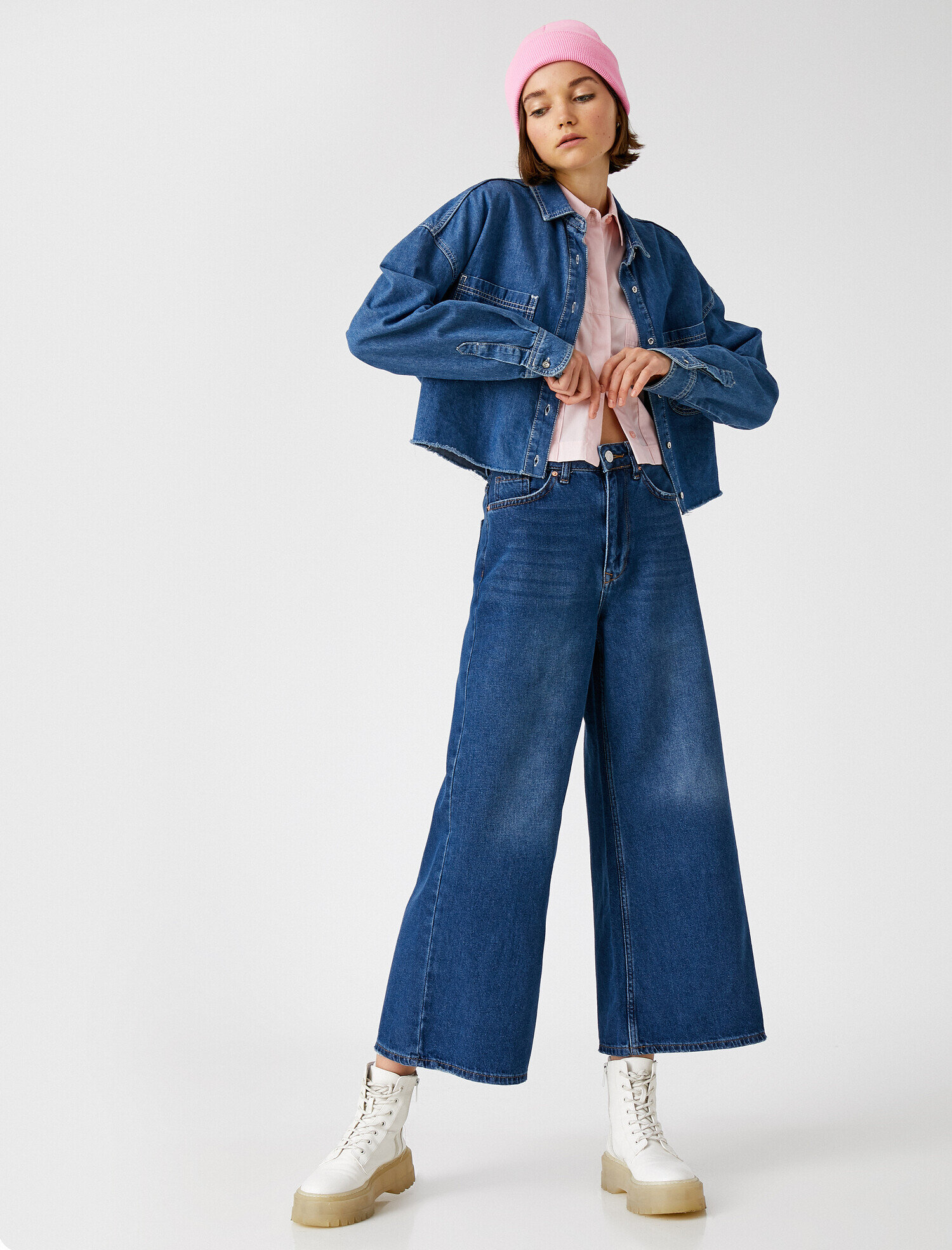  Yüksek Bel Kot Pantolon - Culotte Fit Jean