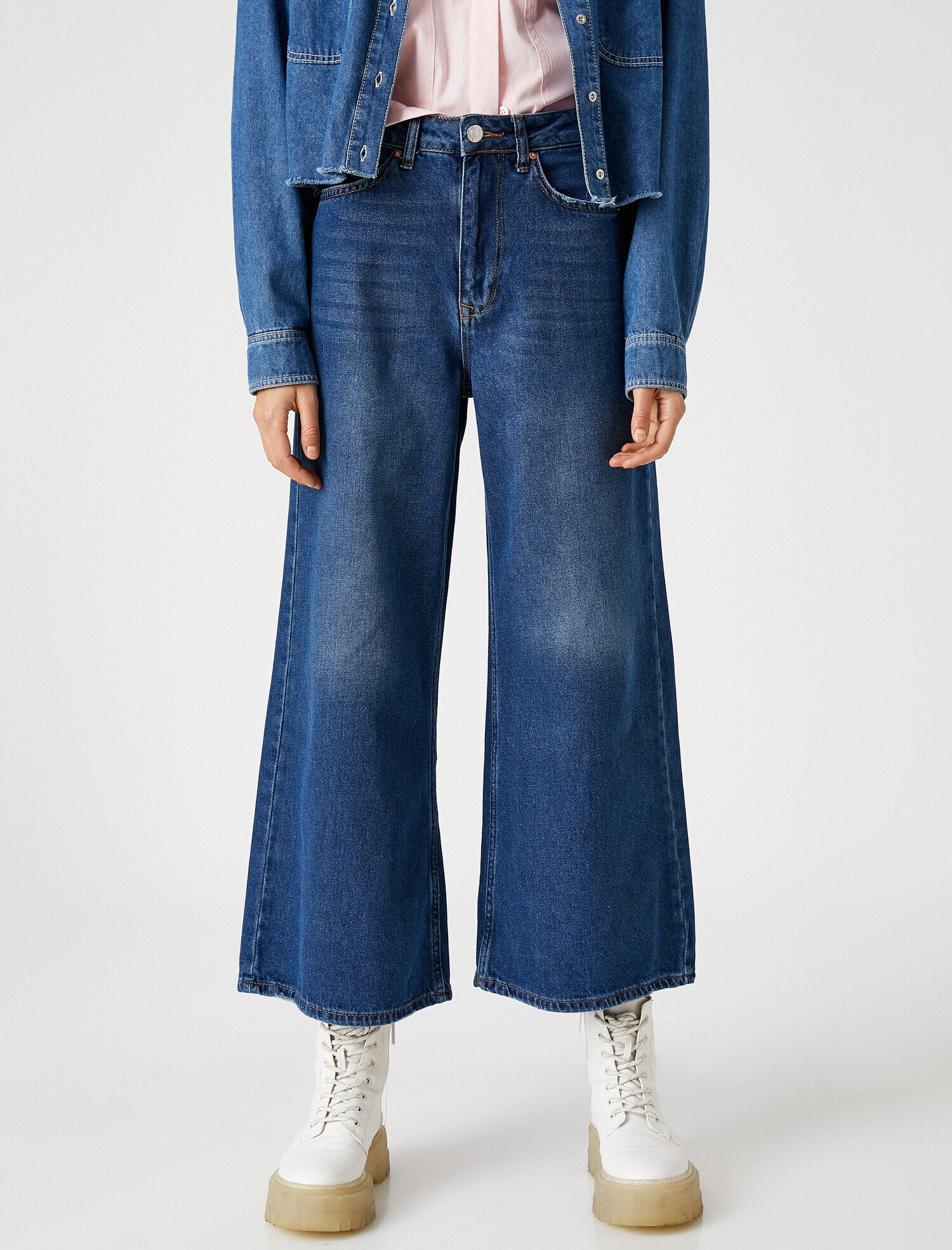   Yüksek Bel Kot Pantolon - Culotte Fit Jean