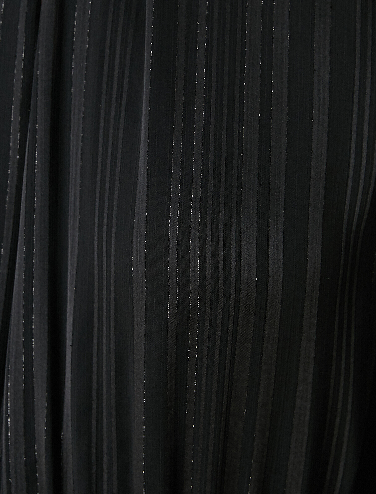   Fırfır Detaylı Uzun Abiye Elbise Uzun Kollu Simli Çizgili