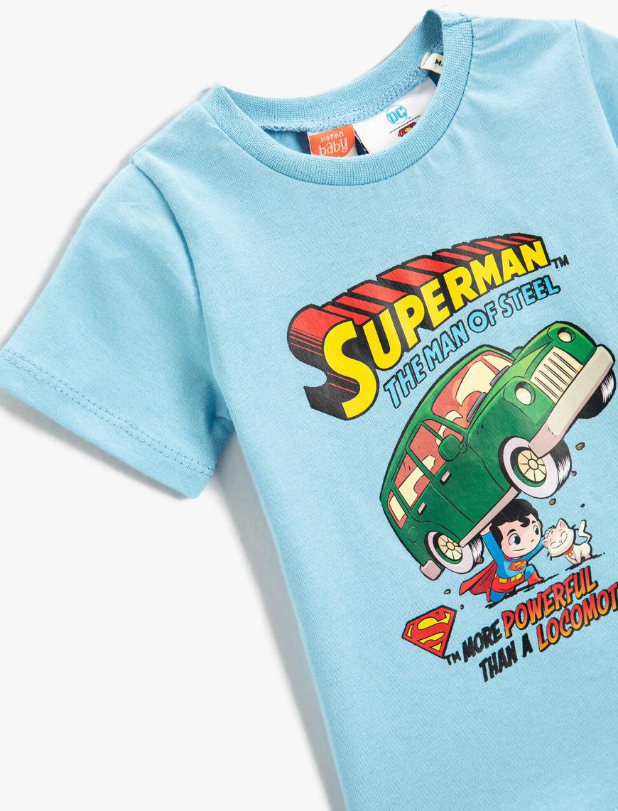  Erkek Bebek Superman Baskılı Lisanslı Tişört Kısa Kollu Pamuklu