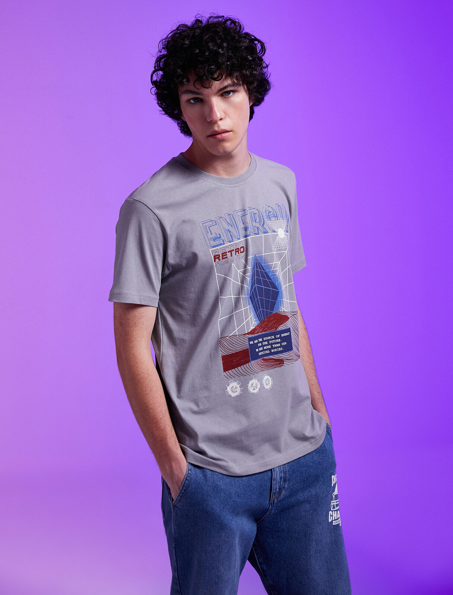   Baskılı Tişört Bisiklet Yaka