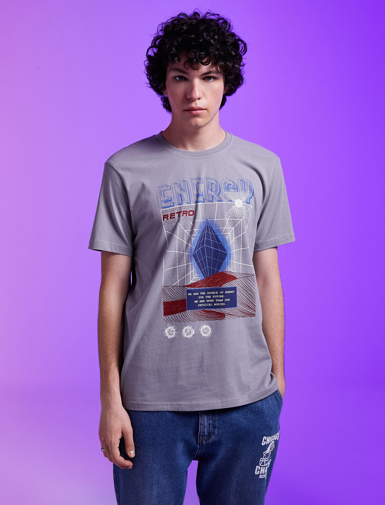   Baskılı Tişört Bisiklet Yaka