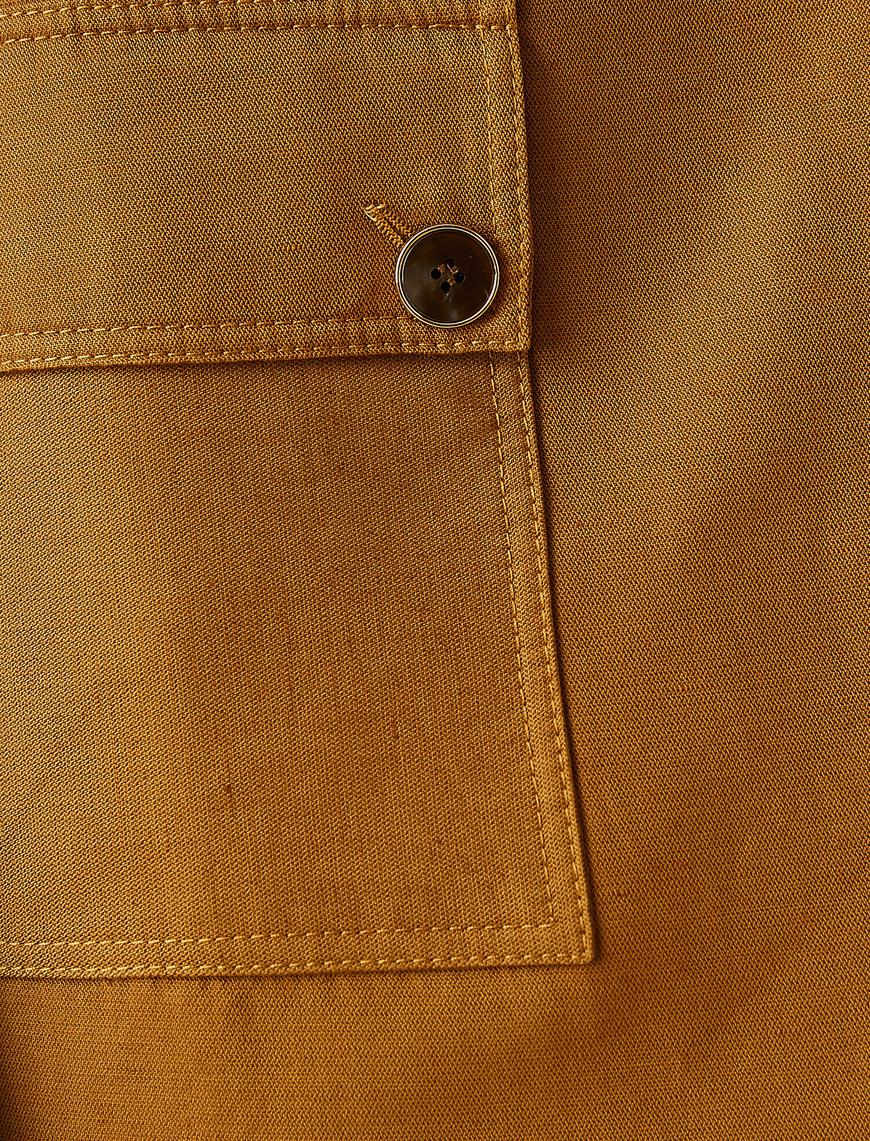   Cep Detaylı Düğmeli Blazer Ceket TENCEL™ ve Keten Karışımlı