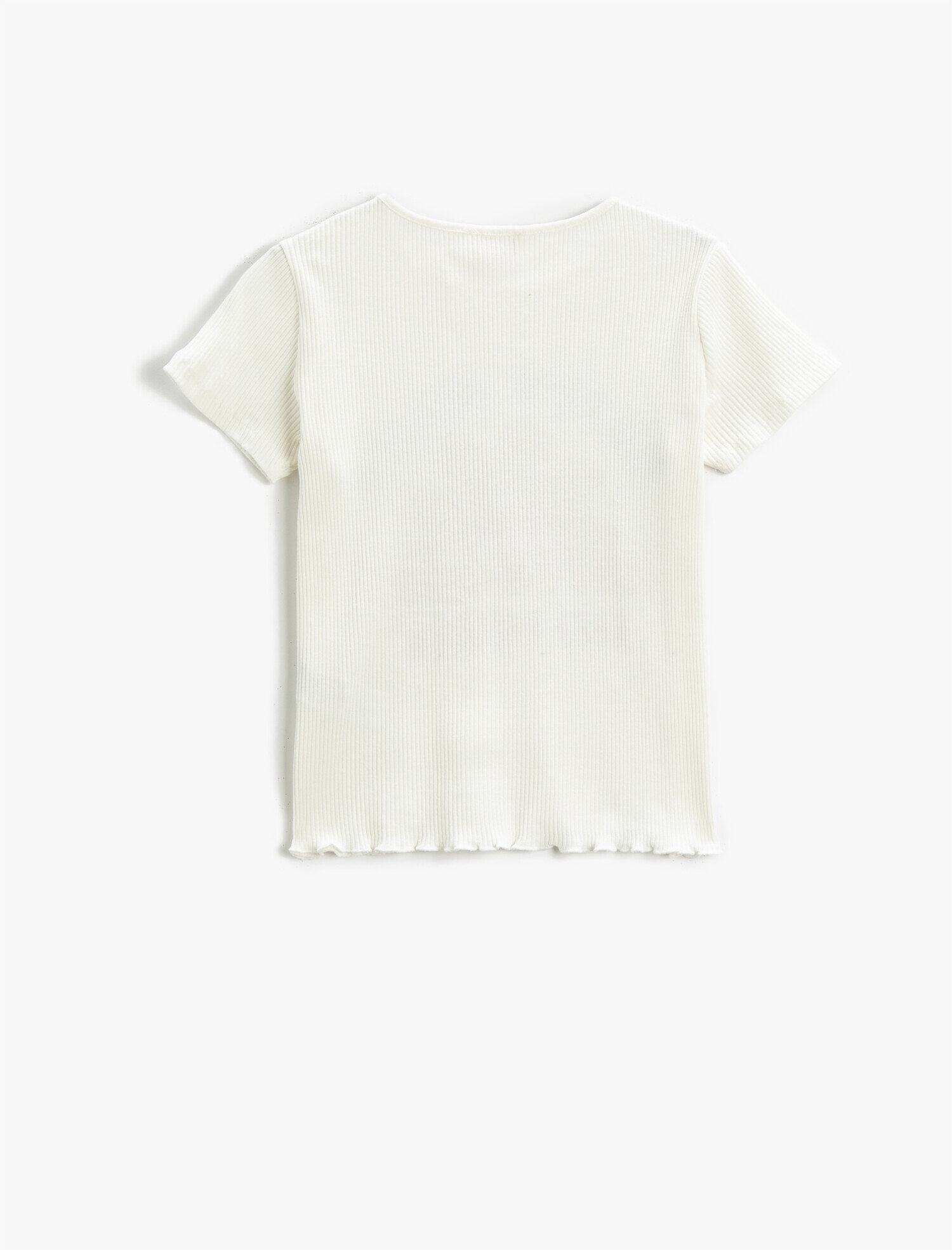  Kız Çocuk Baskılı Tişört Kısa Kollu Ribanalı Pamuklu