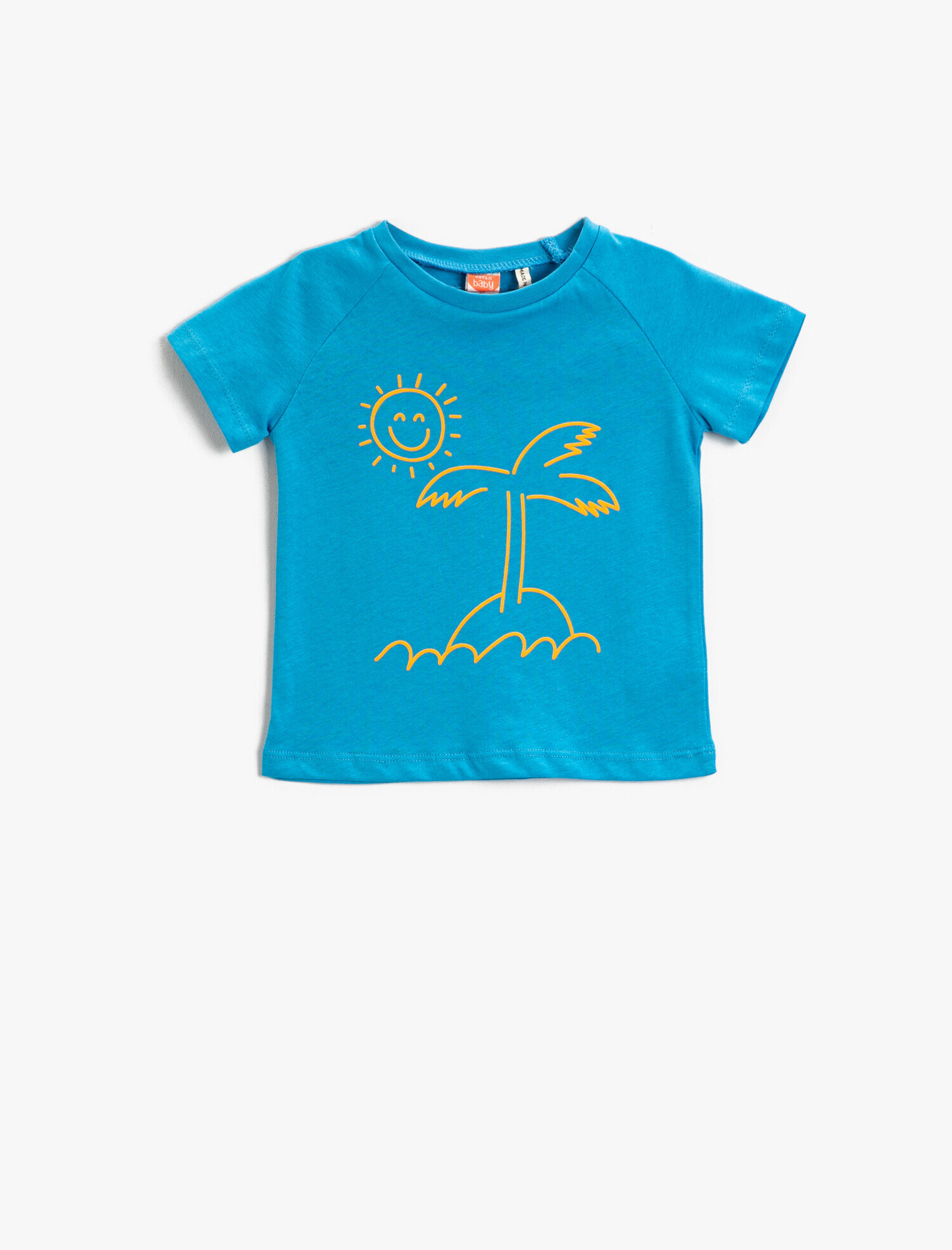  Erkek Bebek Baskılı Tişört Yaz Temalı Bisiklet Yaka Pamuklu