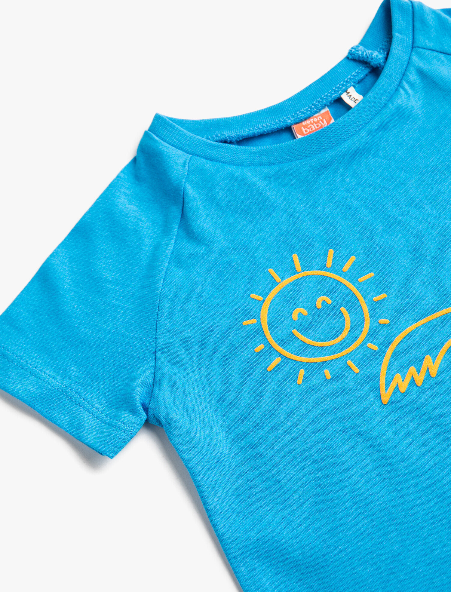  Erkek Bebek Baskılı Tişört Yaz Temalı Bisiklet Yaka Pamuklu