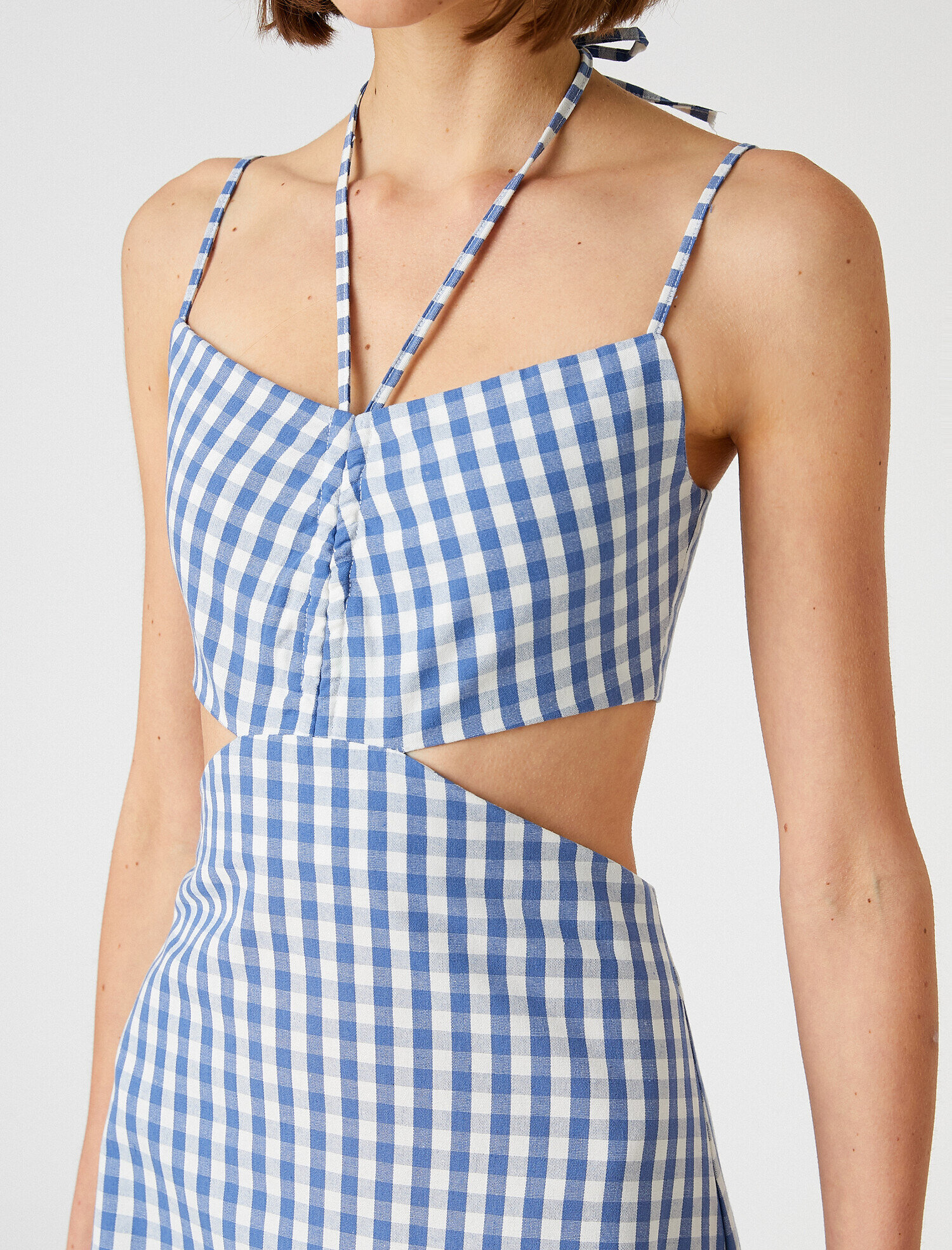   Midi Boy Elbise İnce Askılı Pencere Detaylı