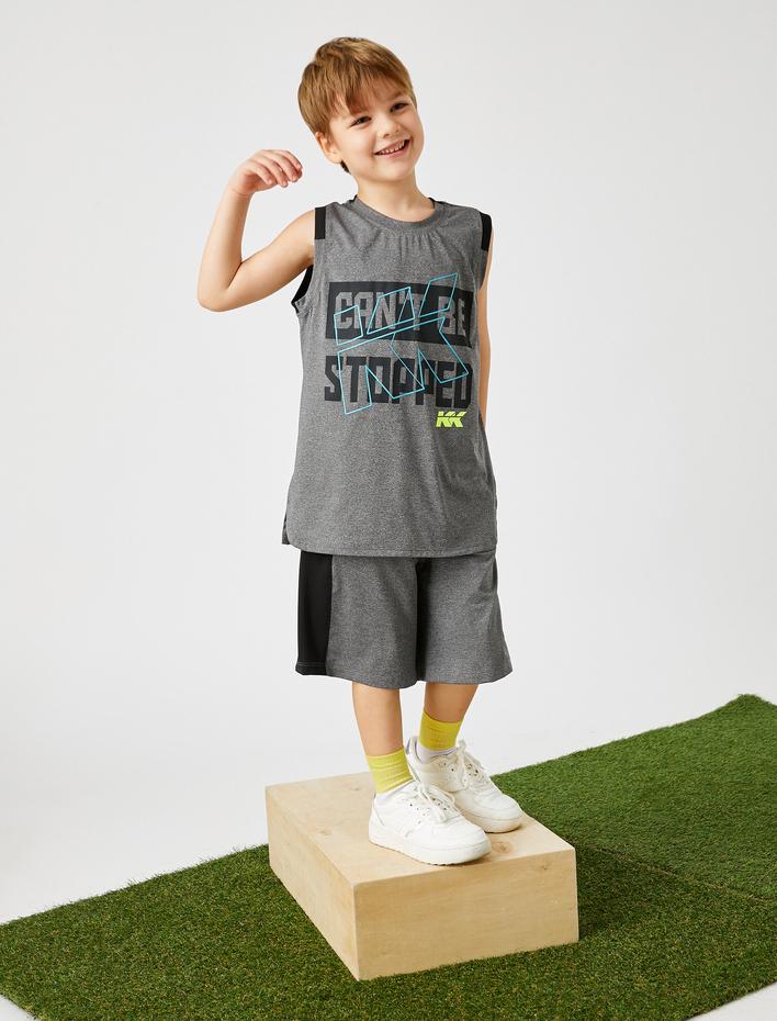 Erkek Çocuk Bermuda Şort Beli Lastikli Bağlamalı Baskılı