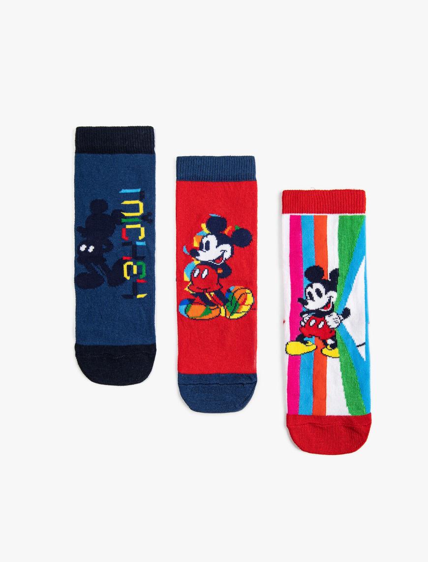  Erkek Çocuk Mickey Mouse Çorap Seti Lisanslı 3'lü