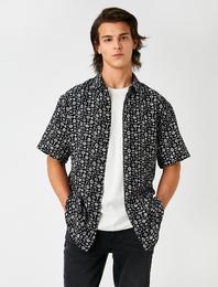 Etnik Desenli Kısa Kollu Gömlek