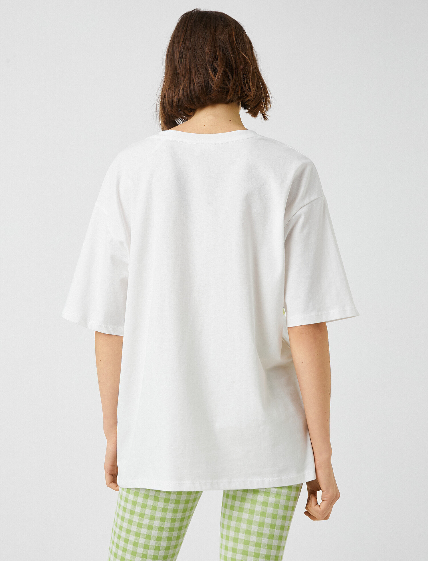 Palmiye Baskılı Tişört Kısa Kollu Bisiklet Yaka