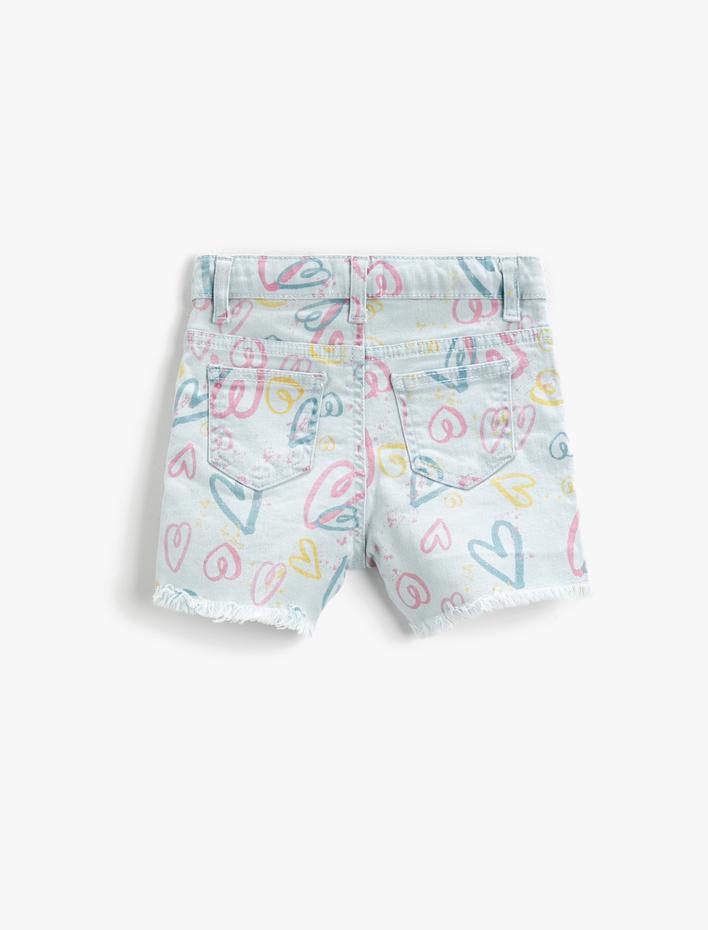 Kız Çocuk Desenli Bermuda Kot Şort