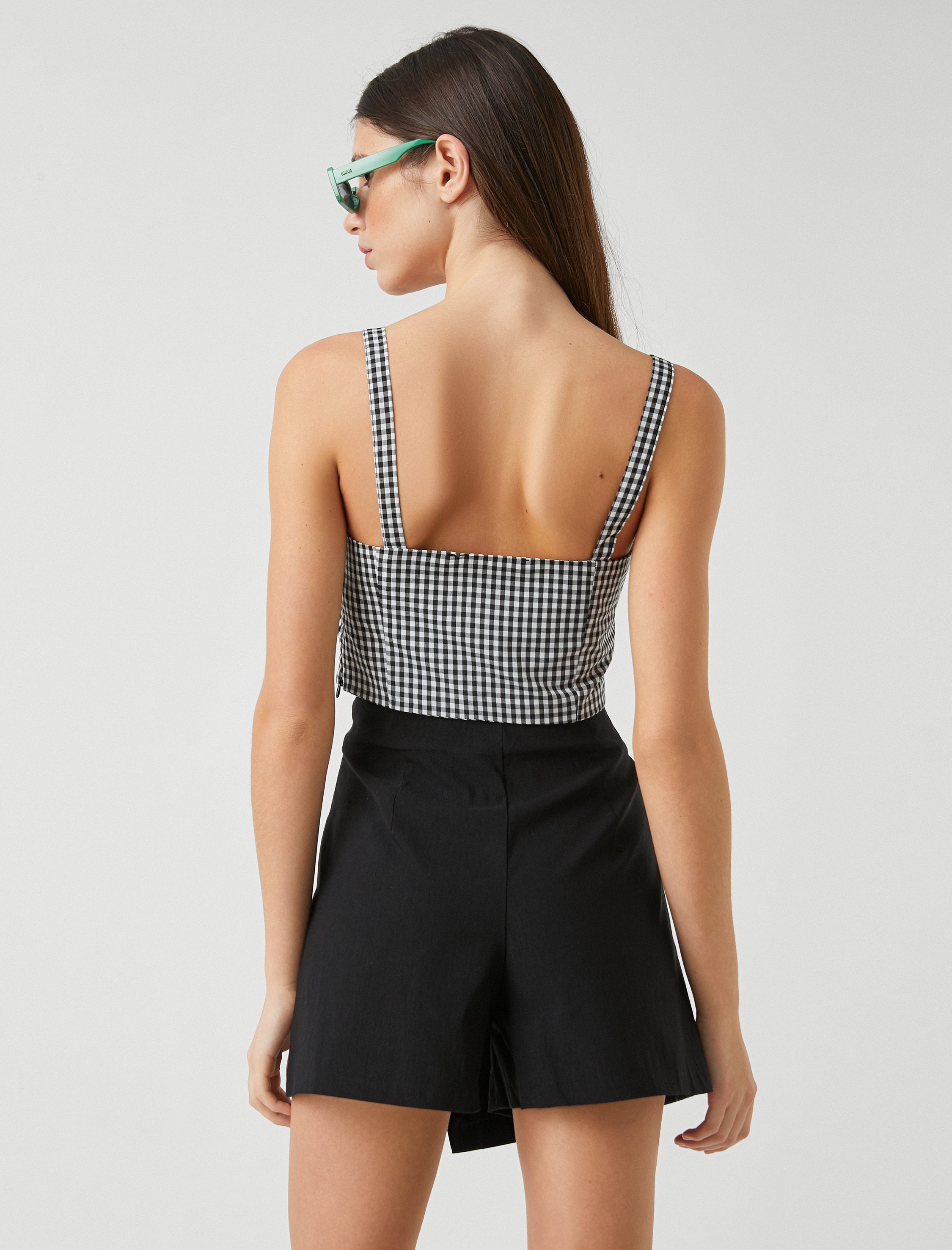   Crop Top Kare Yaka Askılı