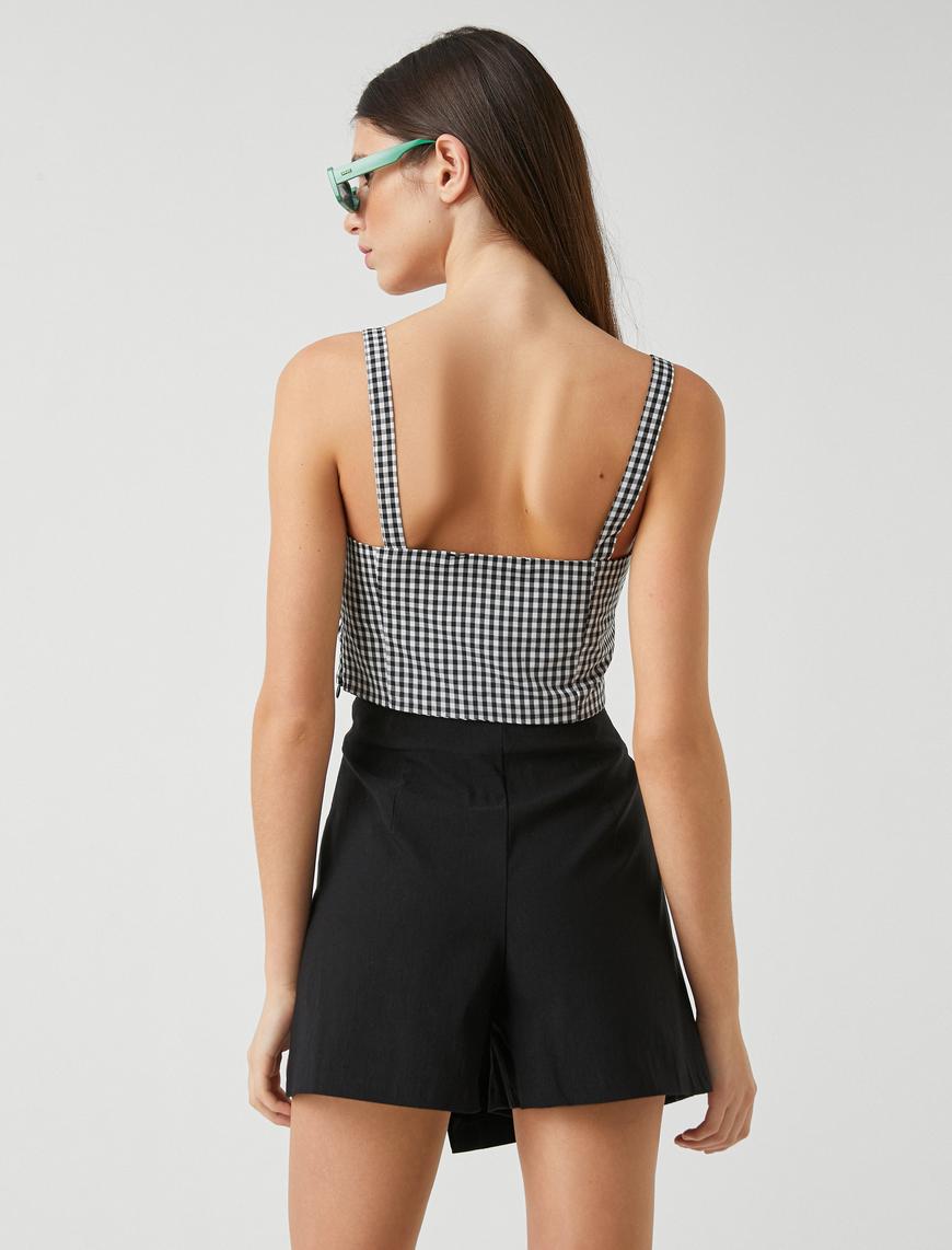   Crop Top Kare Yaka Askılı