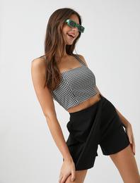Crop Top Kare Yaka Askılı