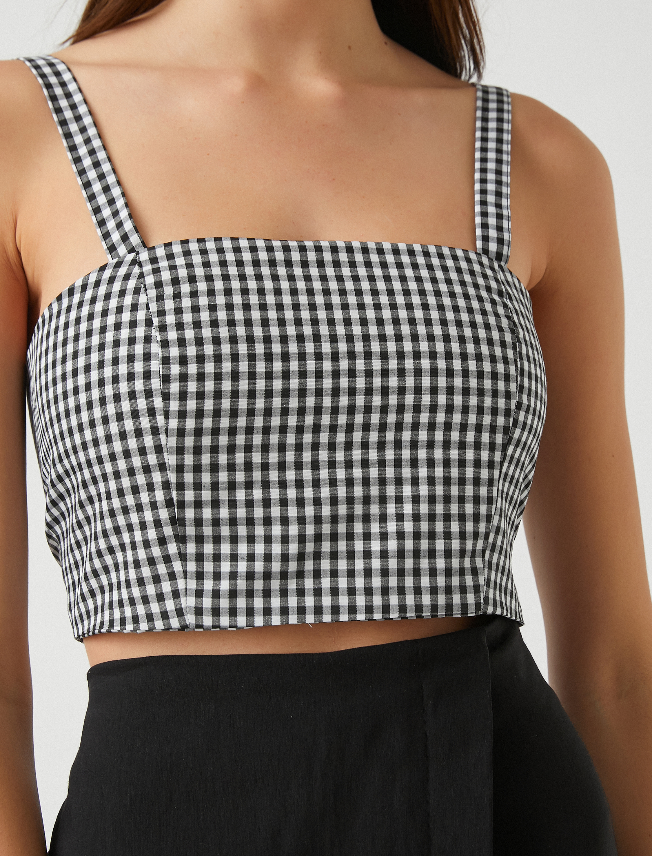   Crop Top Kare Yaka Askılı