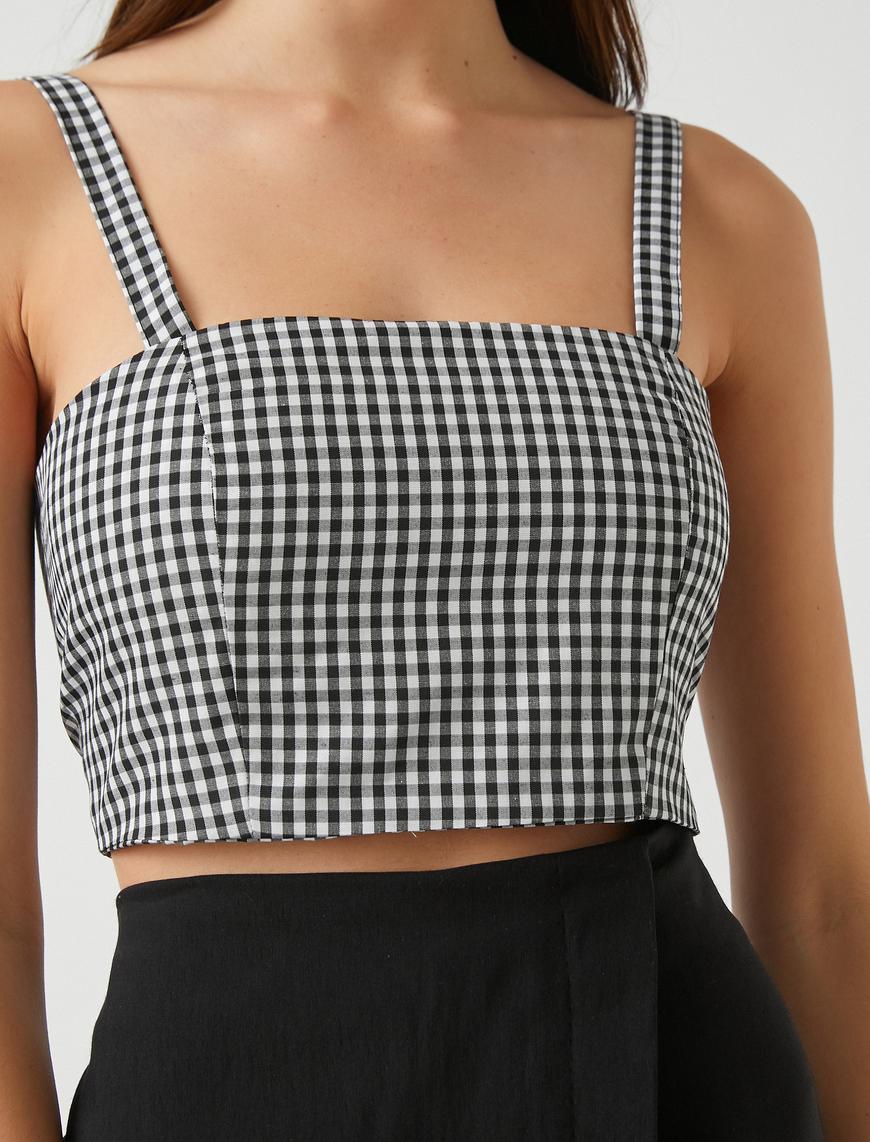  Crop Top Kare Yaka Askılı