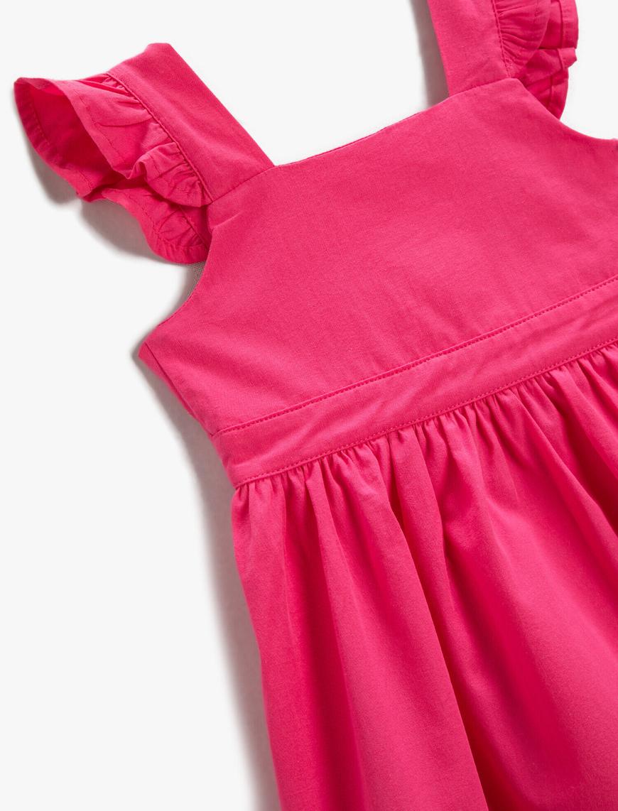  Kız Bebek Elbise Midi Fırfırlı Askılı Pamuklu