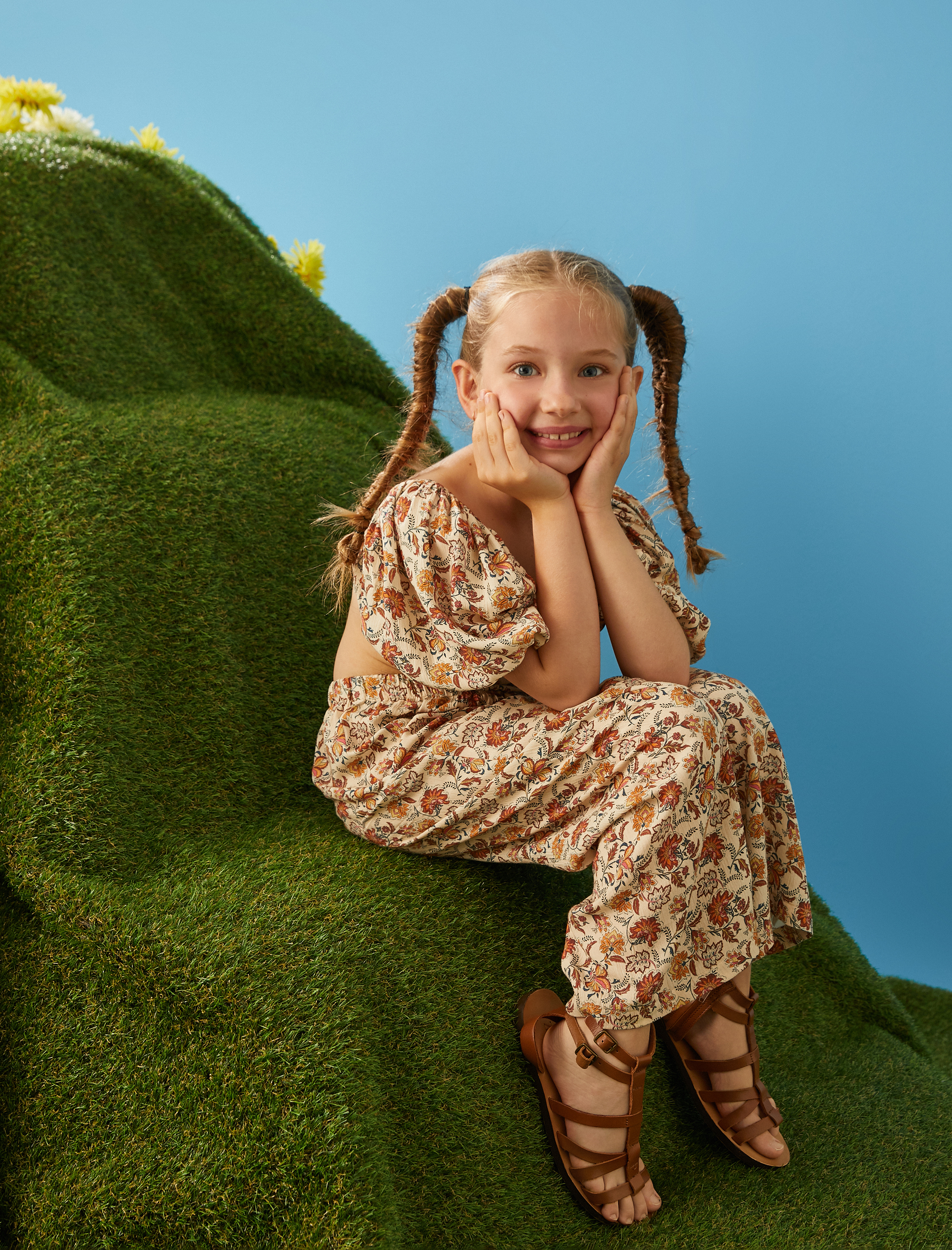  Kız Çocuk Tulum Pencere Detaylı Balon Kollu