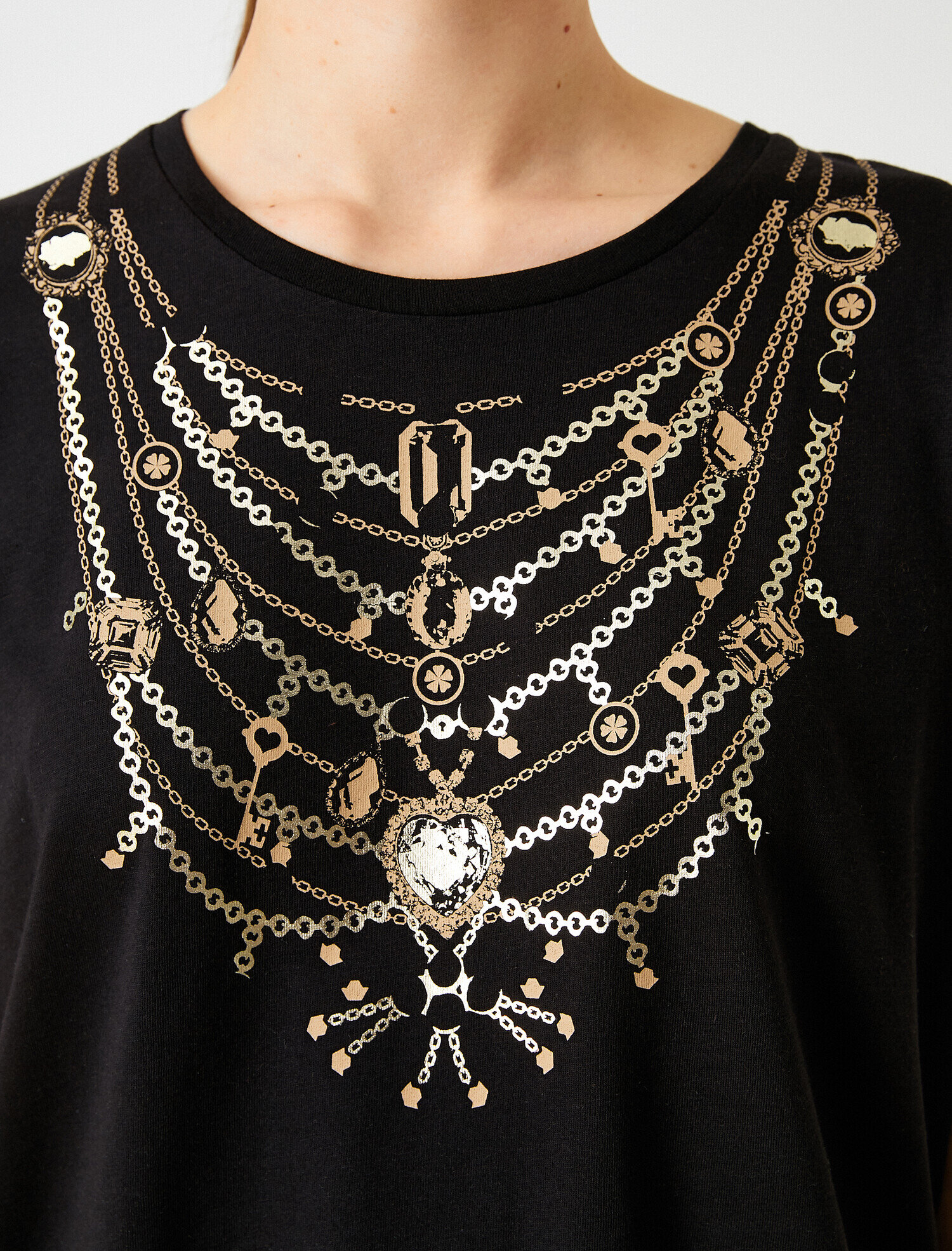   Mücevher Baskılı Tişört Modal Karışımlı