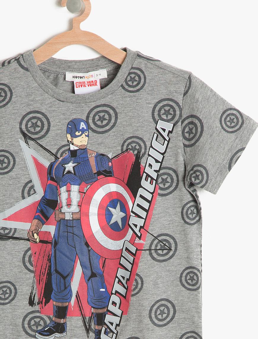  Erkek Çocuk Captain America Baskılı Tişört