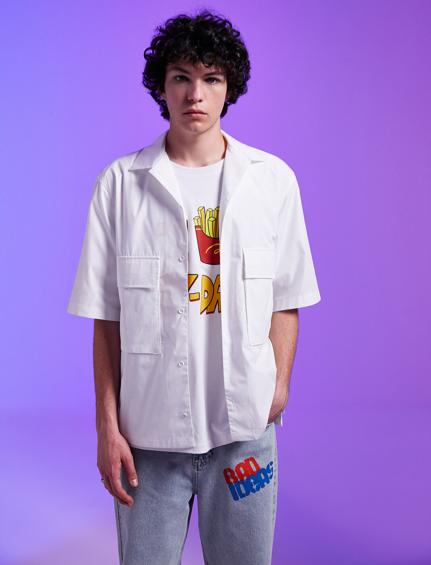   Keten Karışım Gömlek Kısa Kollu