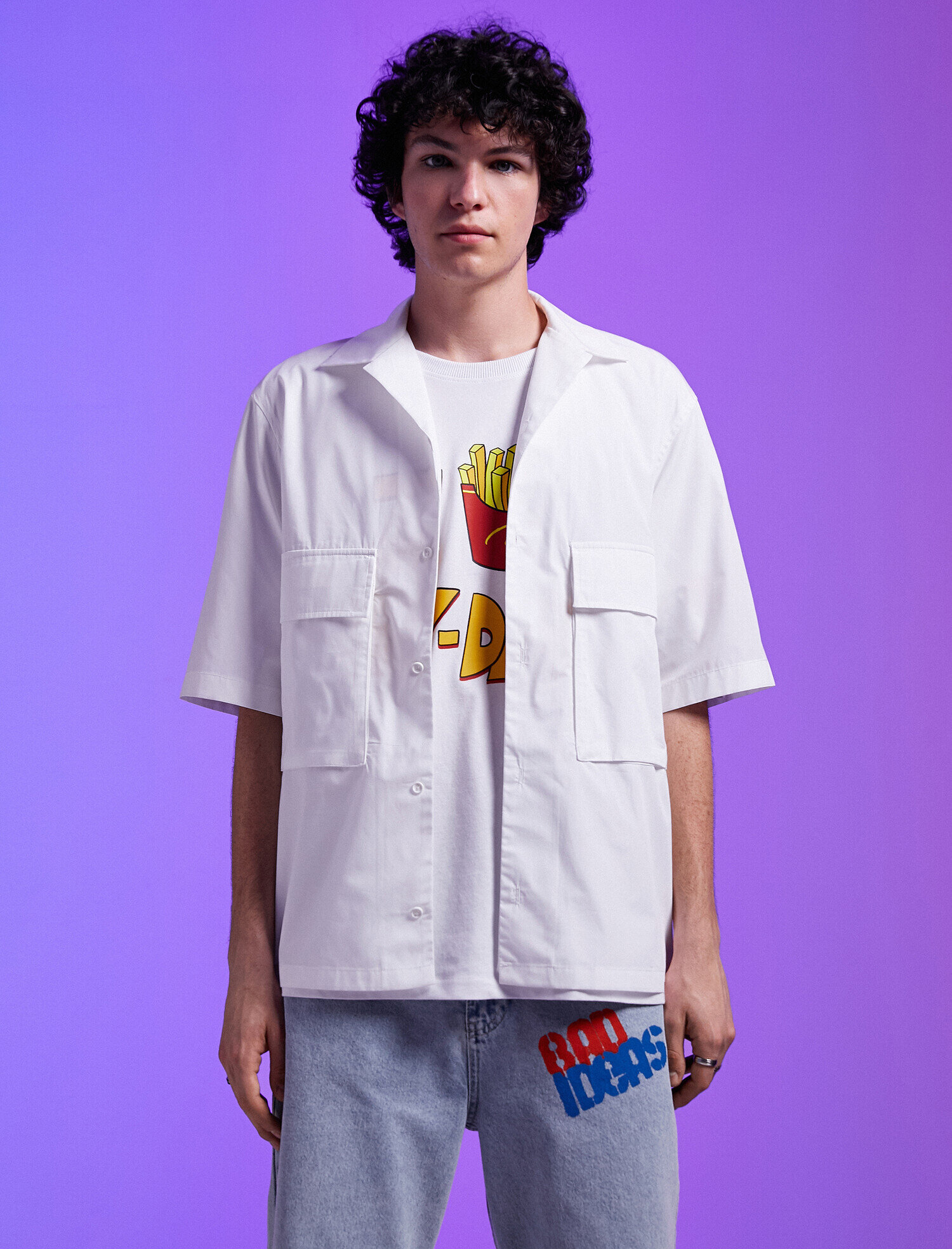   Keten Karışım Gömlek Kısa Kollu