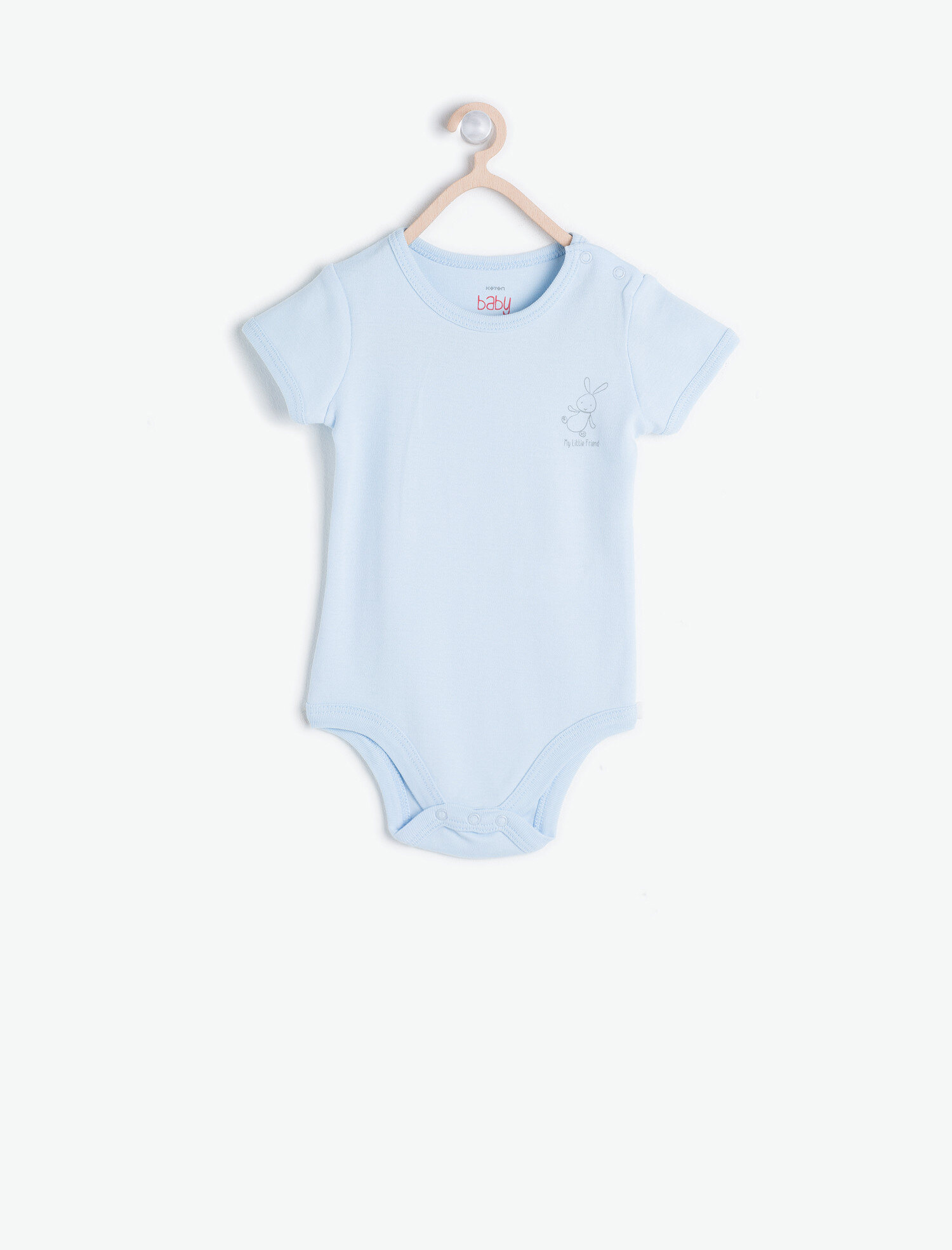  Erkek Bebek Tavşan Baskılı Çıtçıtlı Body