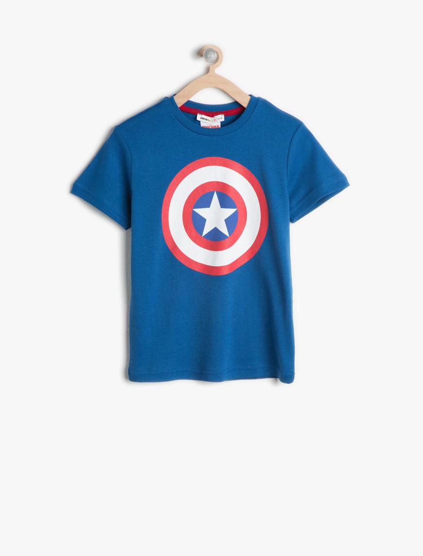  Erkek Çocuk Captain America Baskılı Tişört