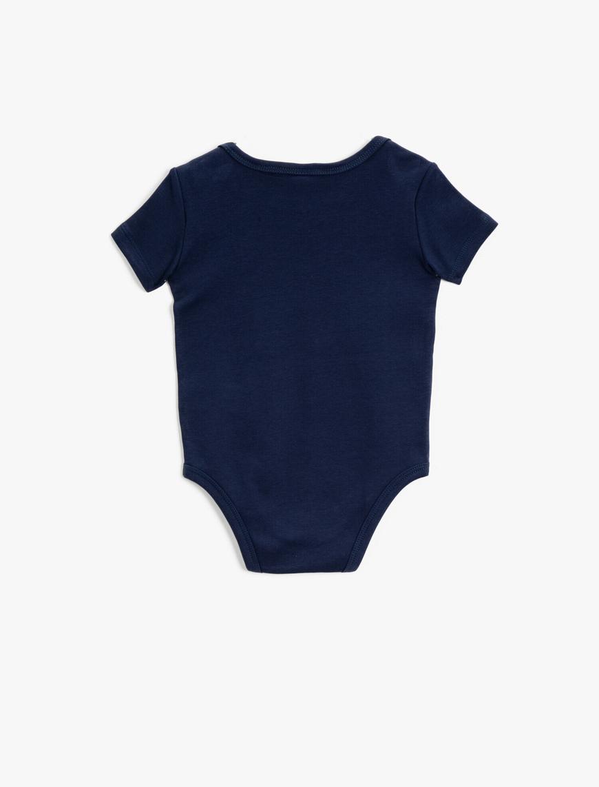  Erkek Bebek Çıtçıtlı Body 2'li Bisiklet Yaka Pamuklu