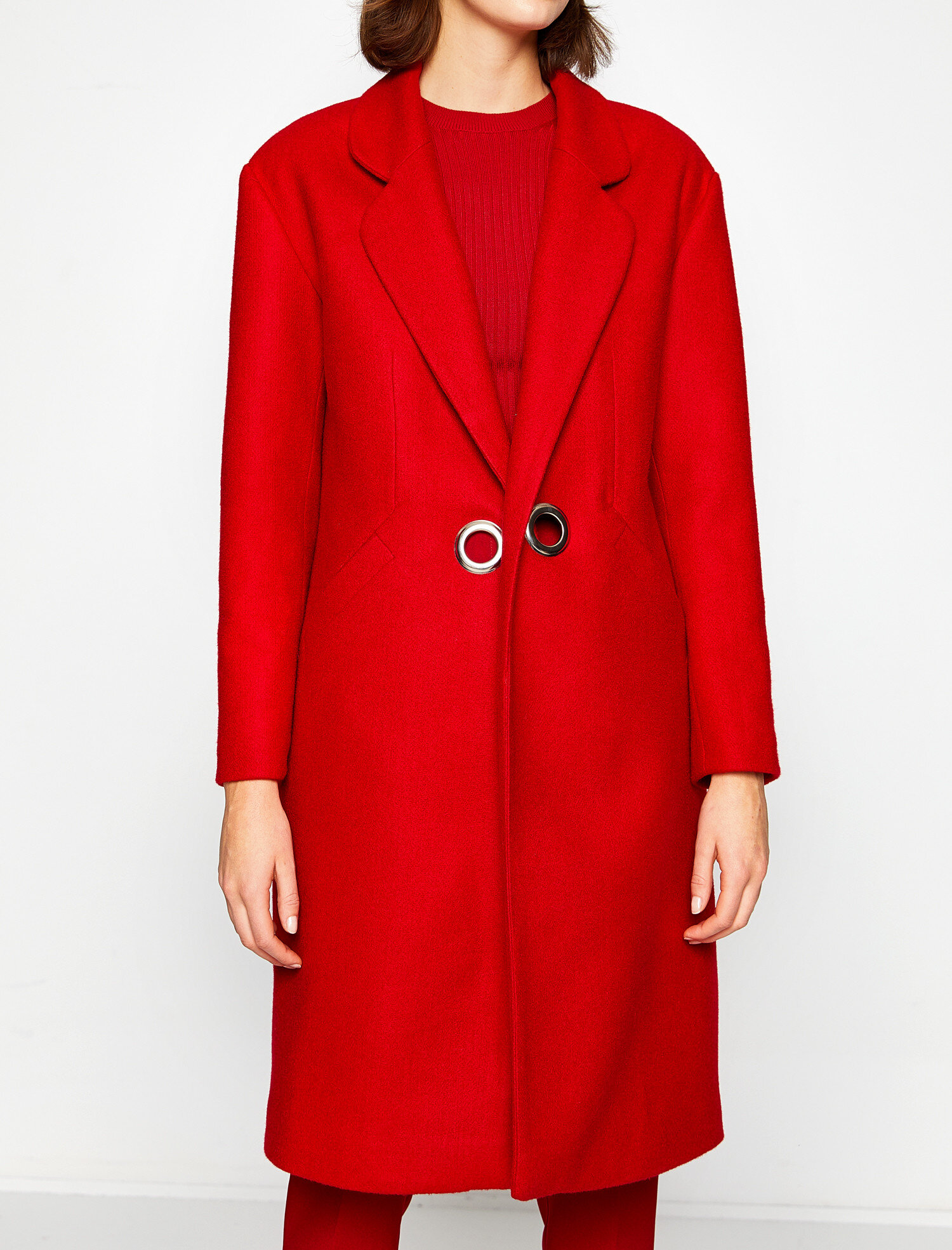   Cep Detaylı Yün Kaban