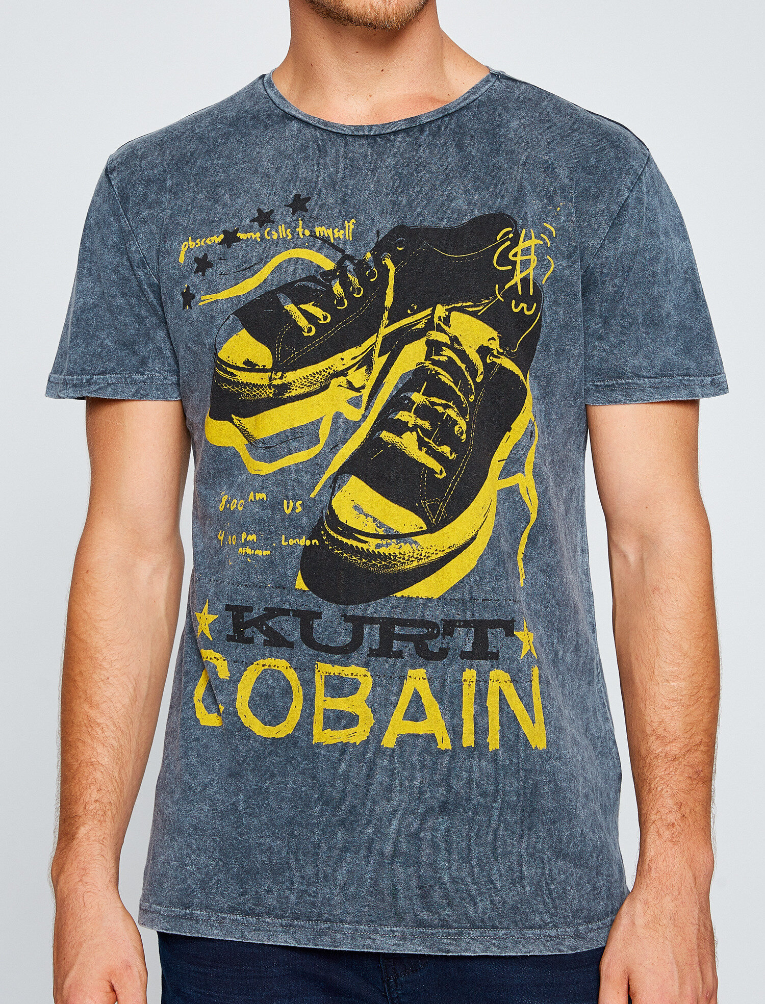 Müzik Lisanslı Kurt Cobain Baskılı Tişört