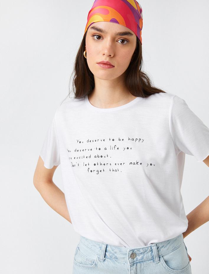  Yazılı Baskılı Tişört Bisiklet Yaka