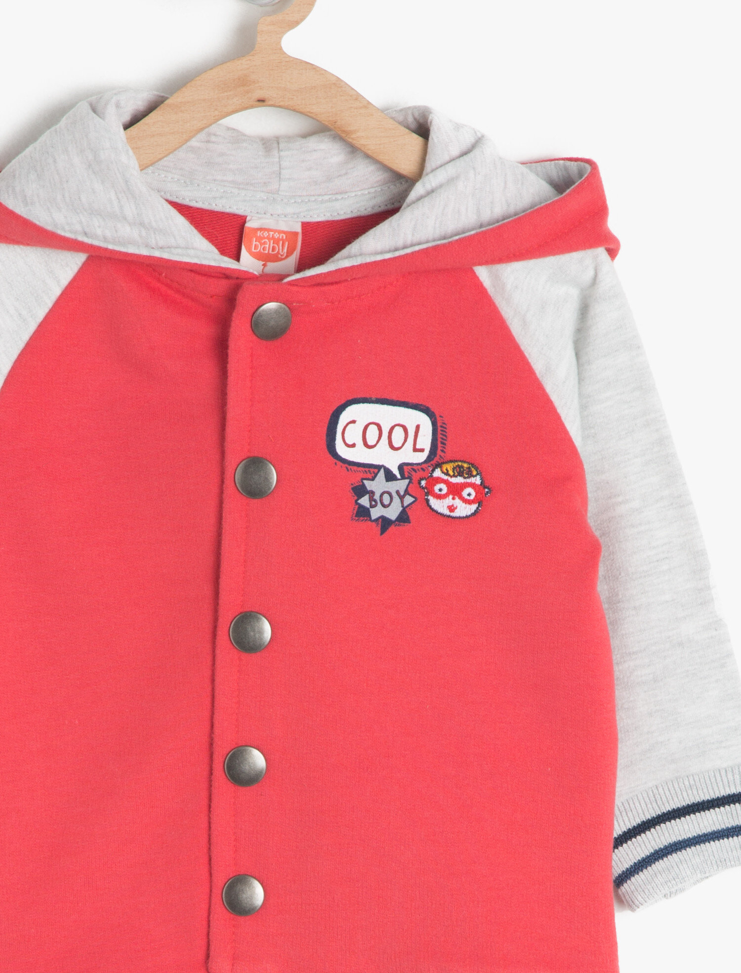  Erkek Bebek Sloganlı Kapüşonlu Sweat Hırka