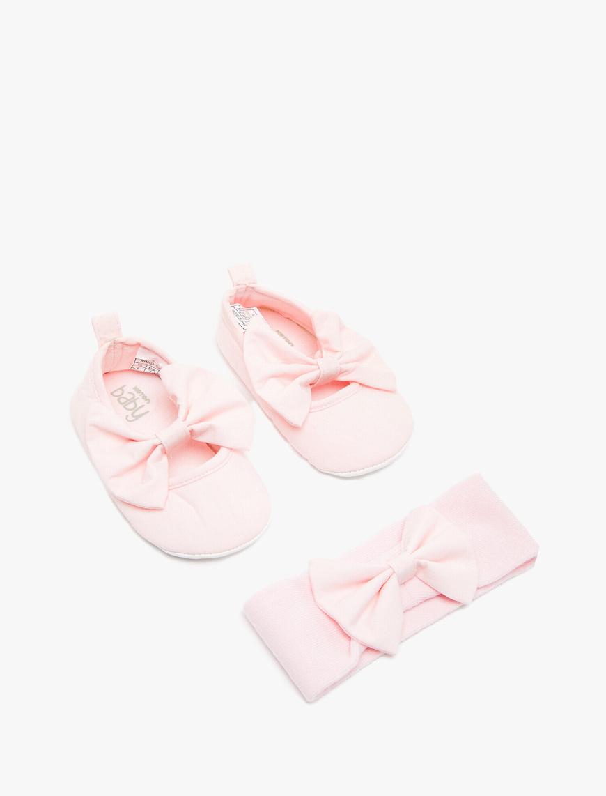  Kız Bebek Fiyonk Detaylı Ayakkabı