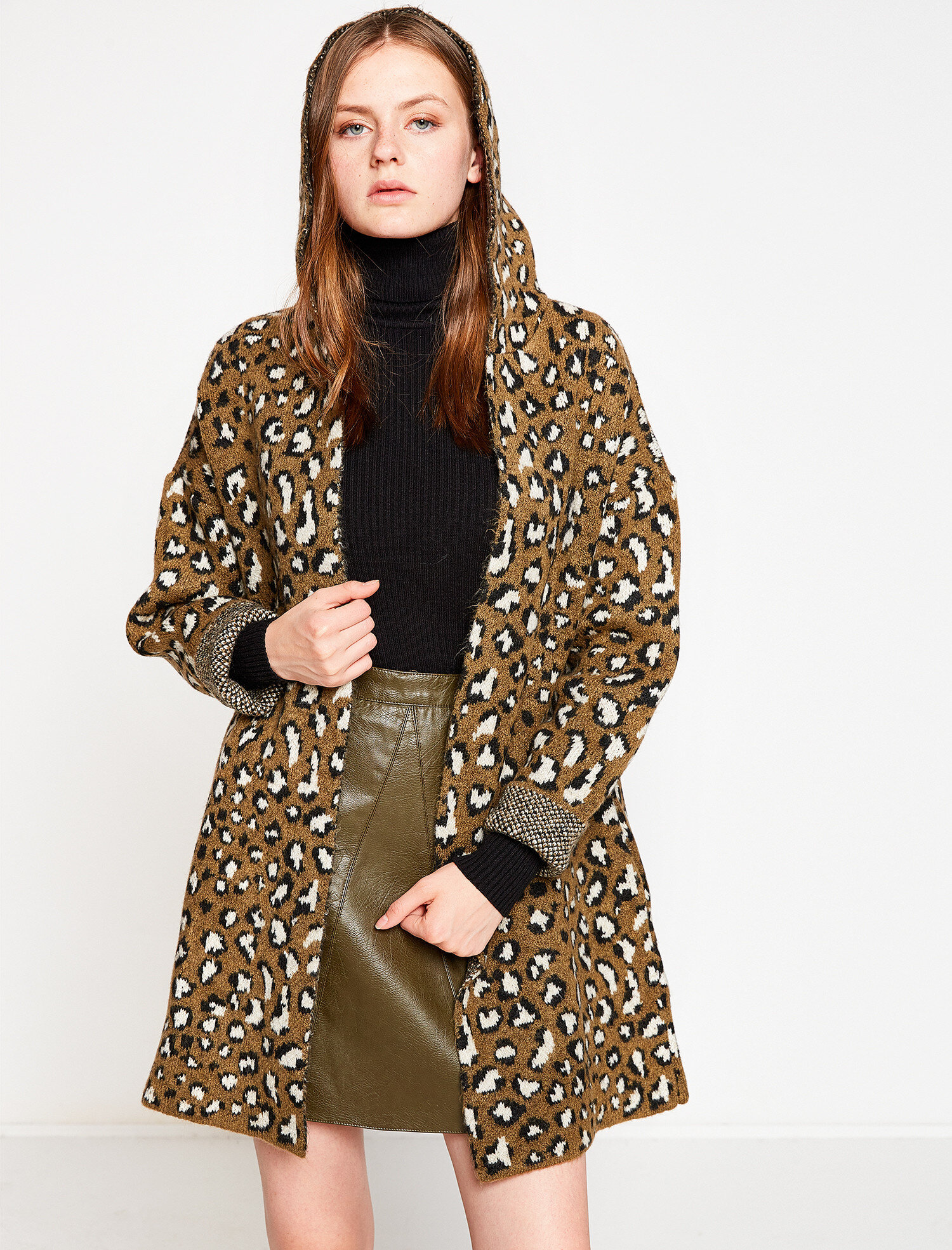   Leopar Desenli Triko Hırka