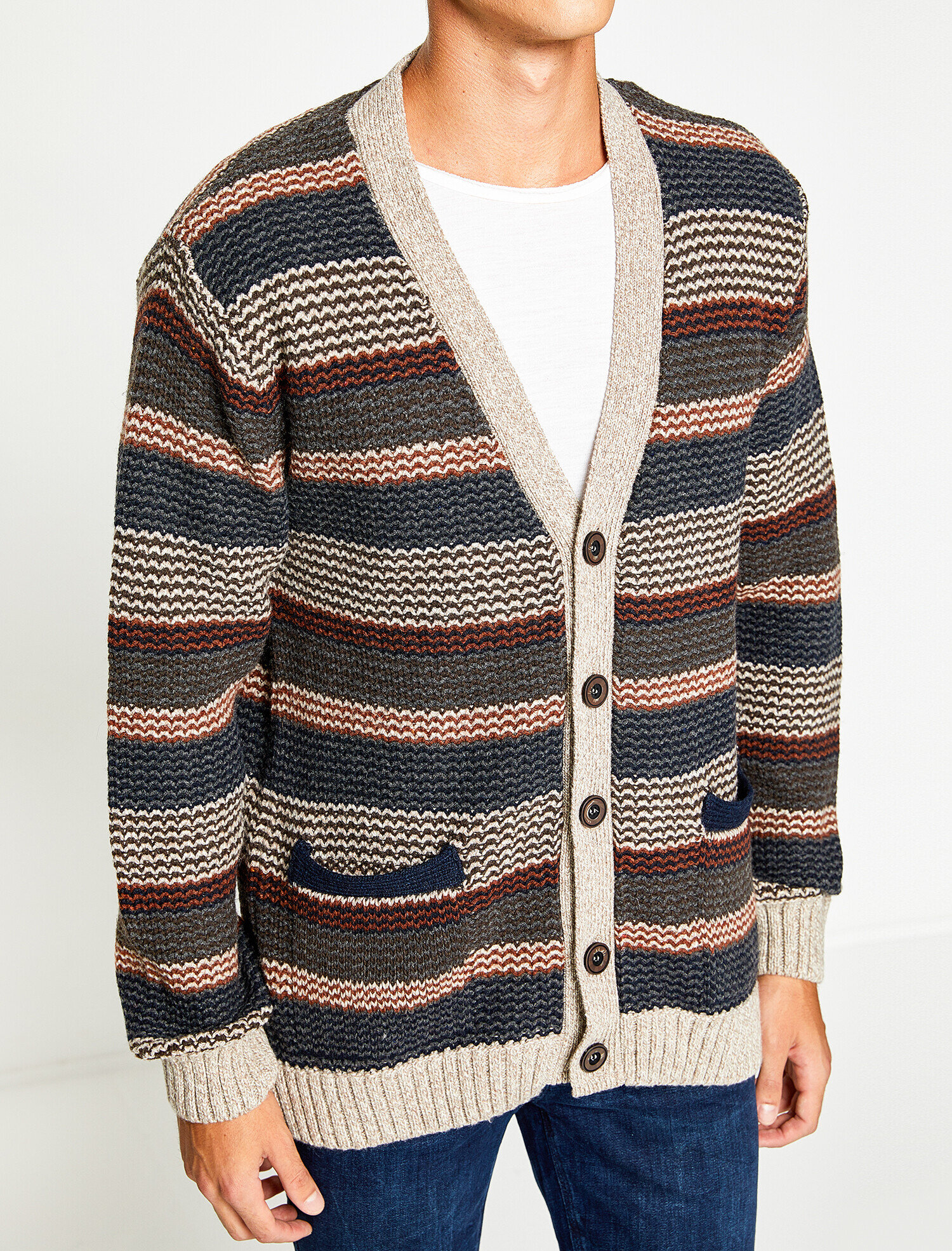   Çizgili Örgü Hırka