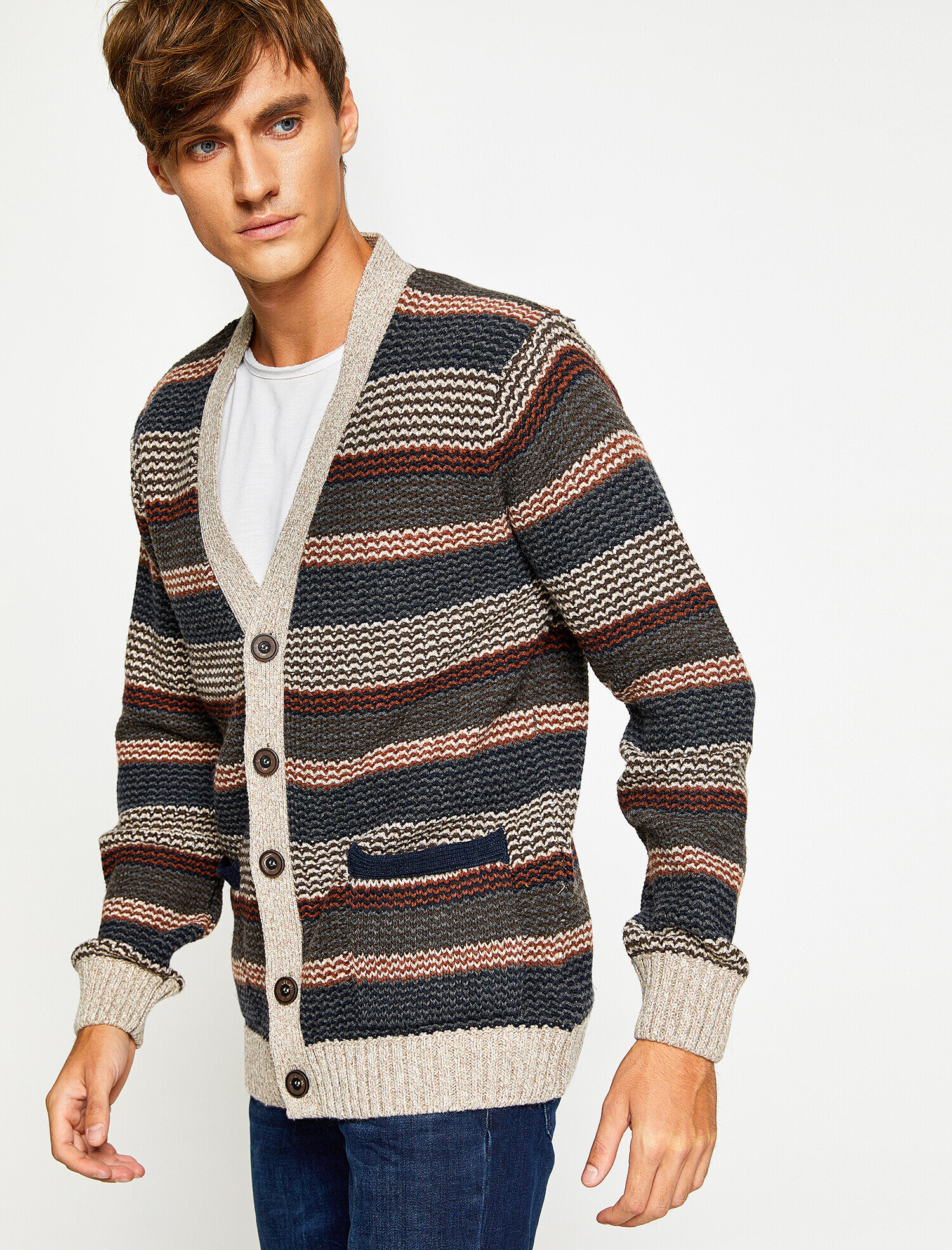   Çizgili Örgü Hırka