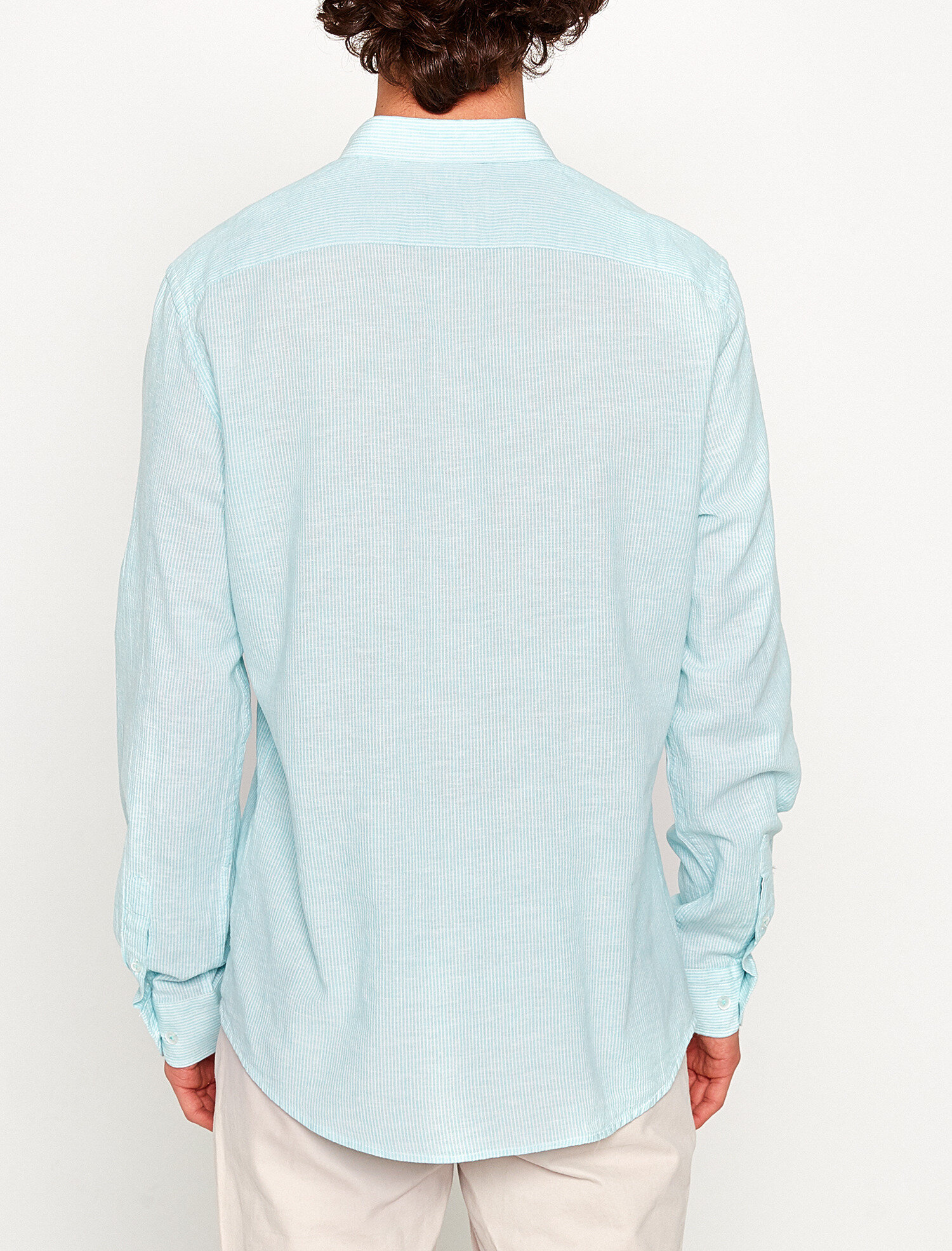   Çizgili Keten Gömlek