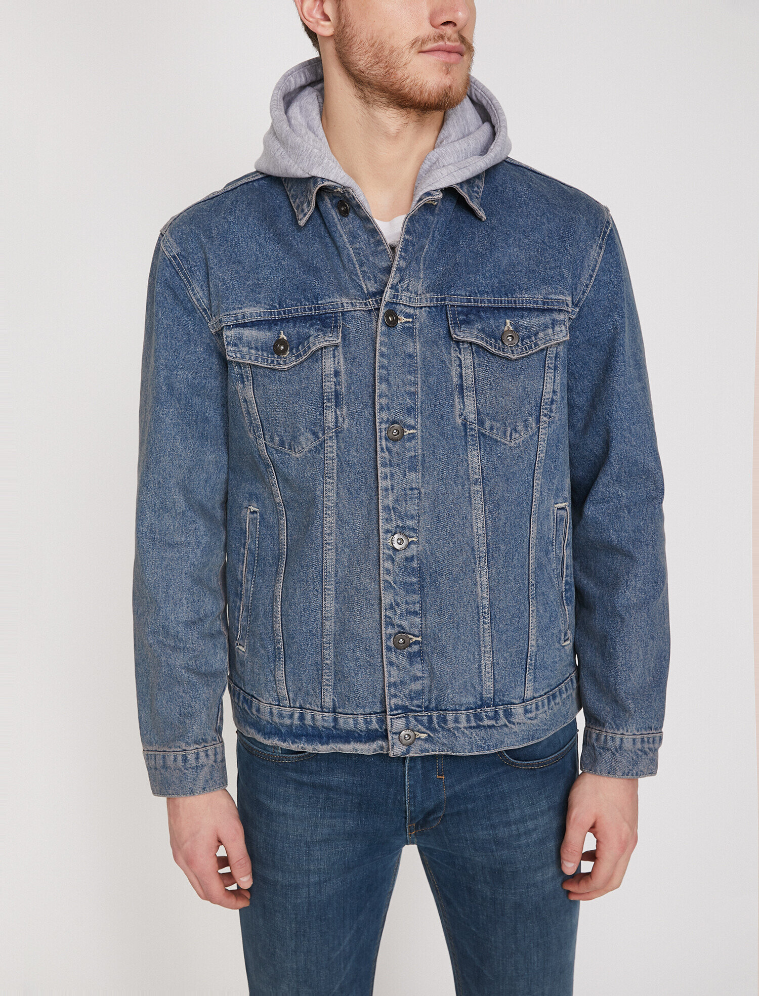   Kapüşonlu Jean Ceket