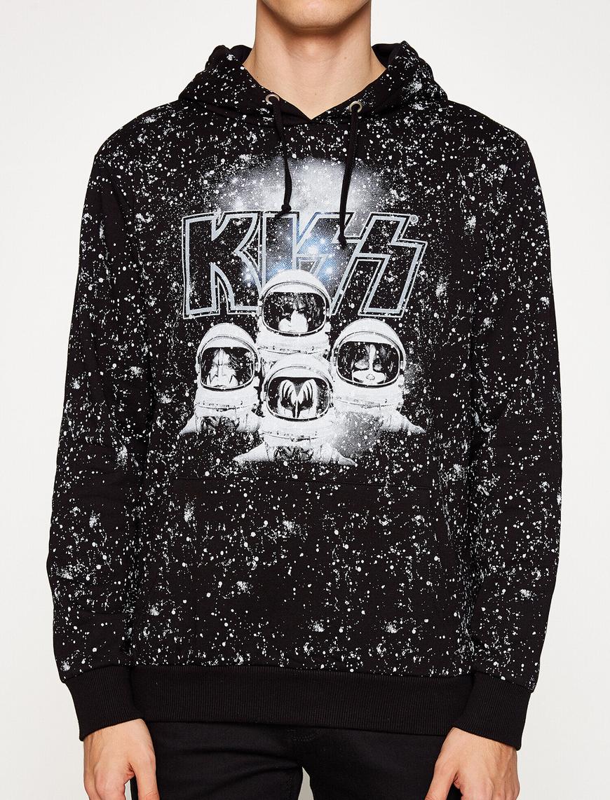   Müzik Lisanslı Kiss Baskılı Sweatshirt