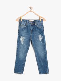 Kot Pantolon Yıpratılmış Detaylı Pamuklu - Regular Jean